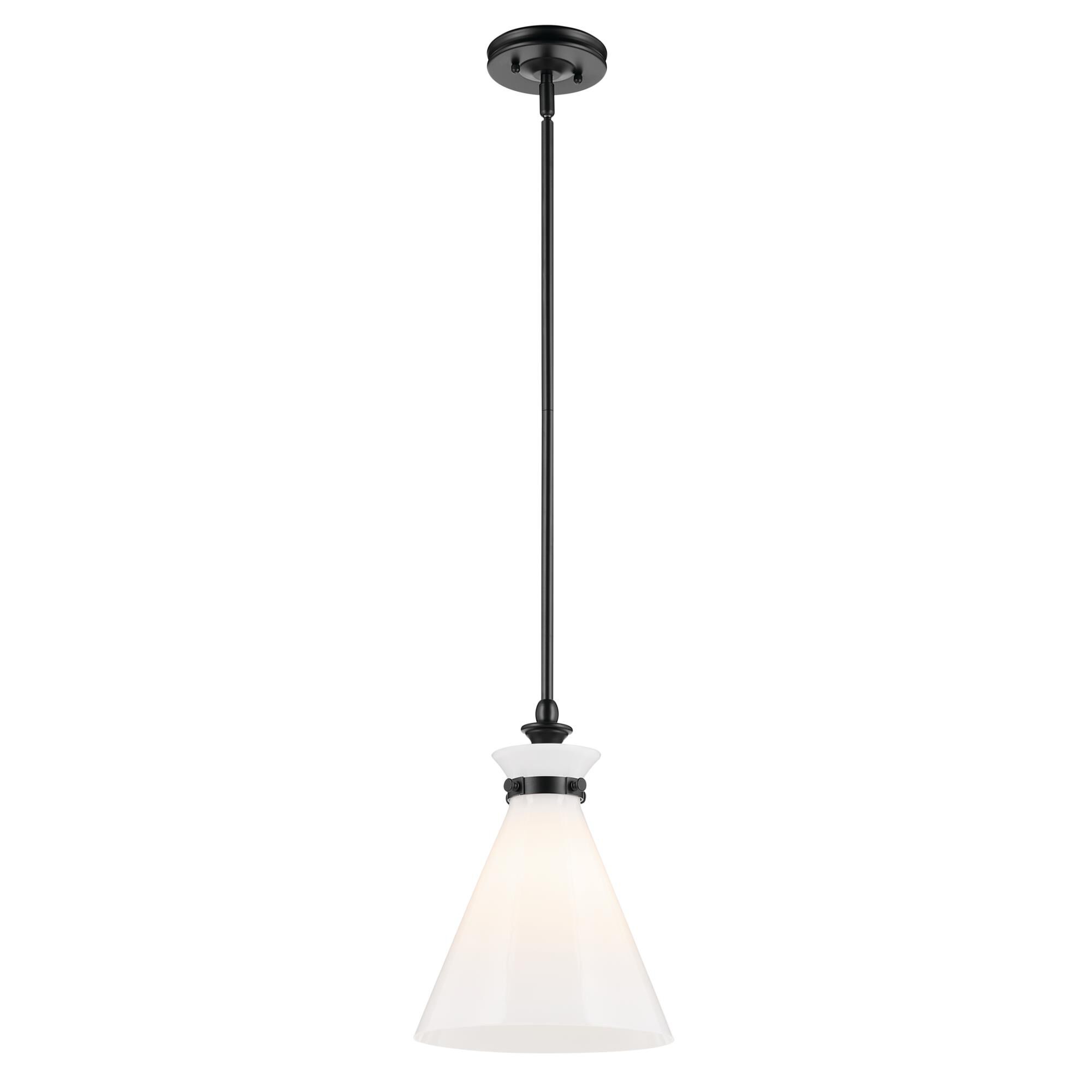 Shown in Black finish and Opal glass