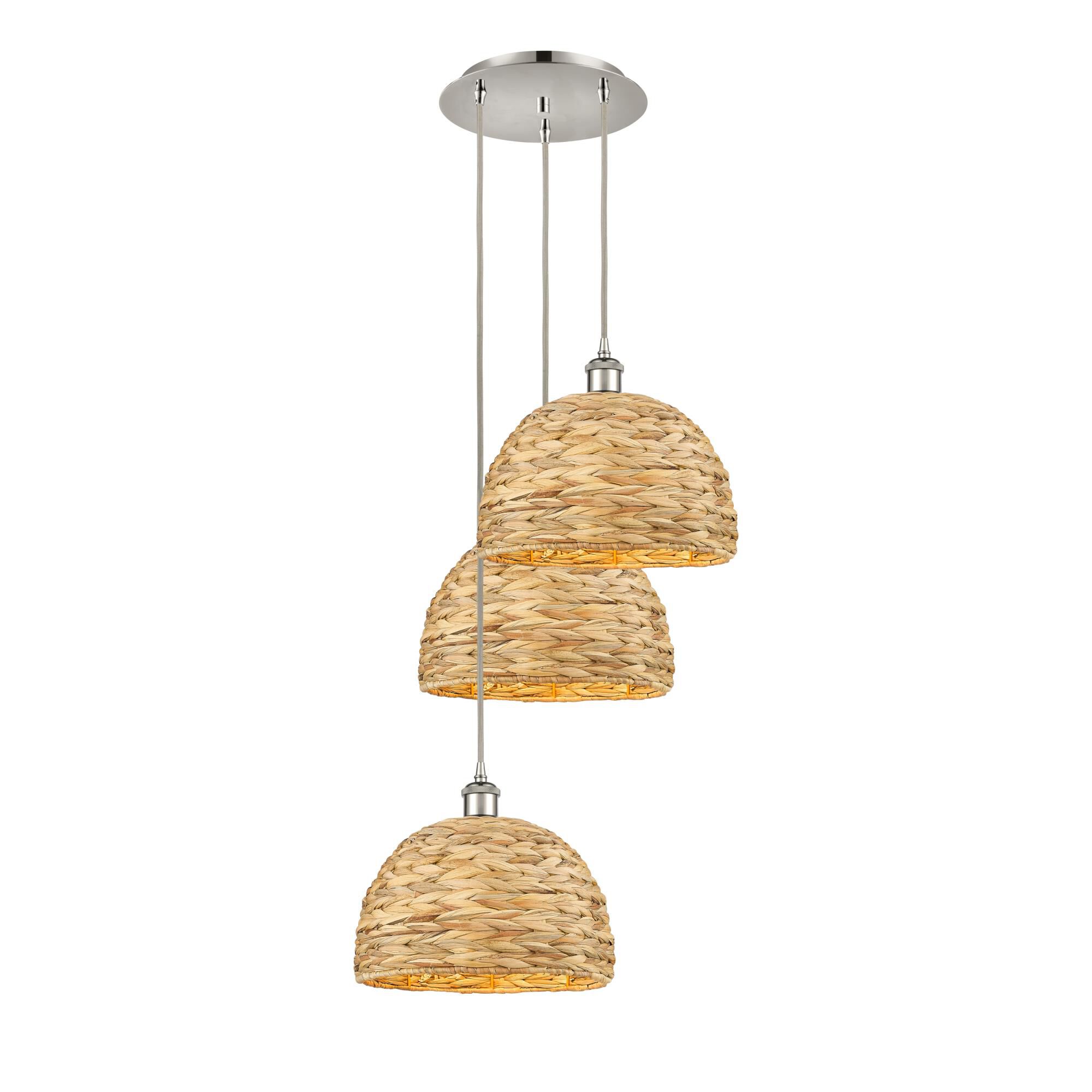 Bruno Marashlian Woven Rattan 19 Inch Multi Light Pendant by Innovations Lighting