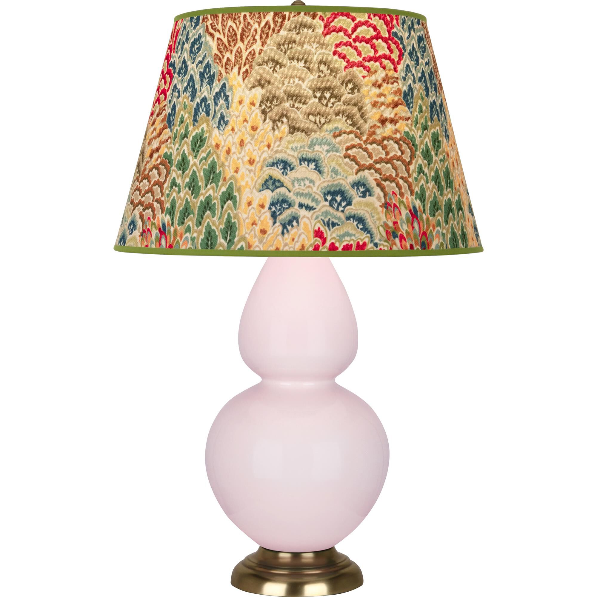 Shown in Rose Water Glazed finish and Fall Floral shade and Antique Brass accent