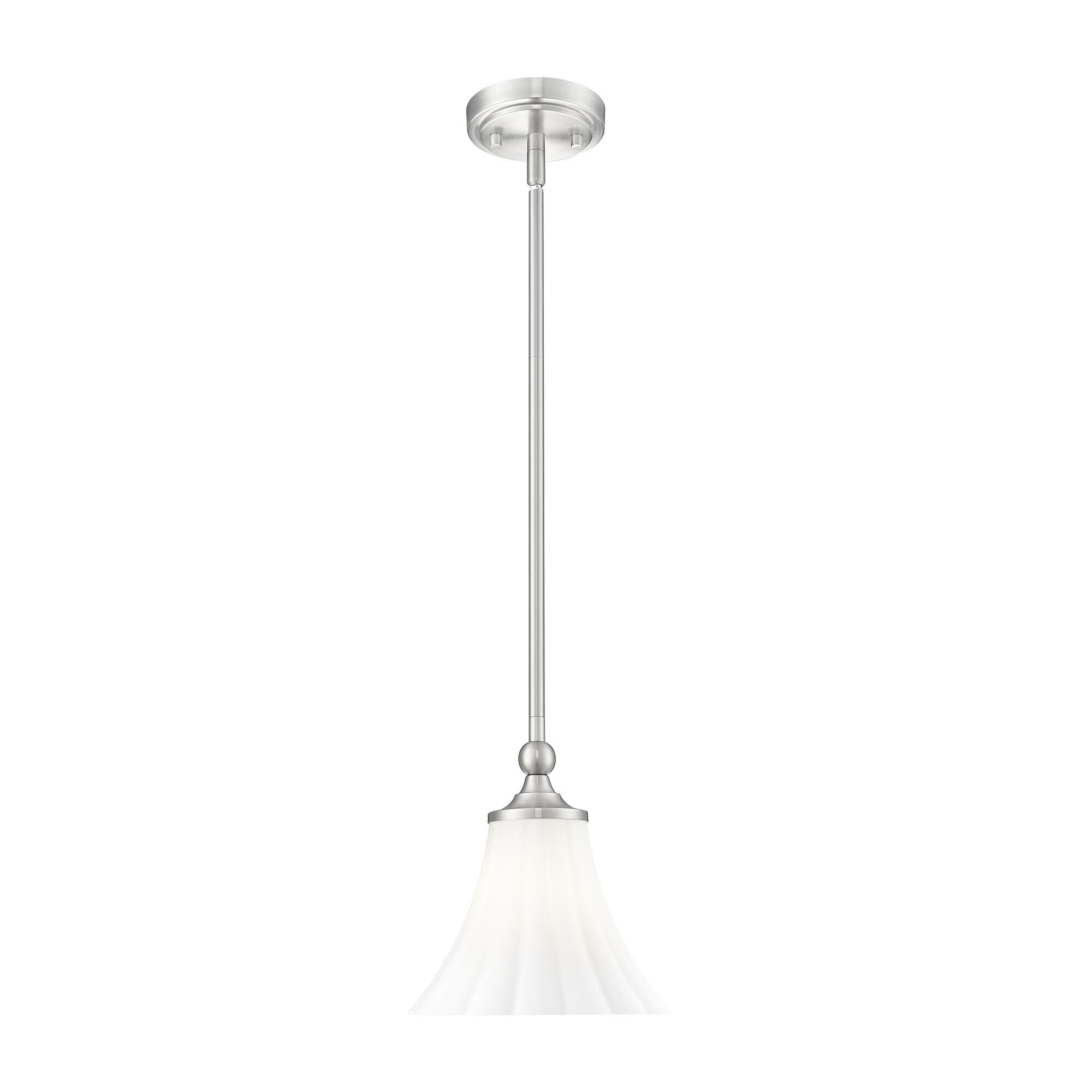 Shown in Brushed Nickel finish and Opal Etched glass