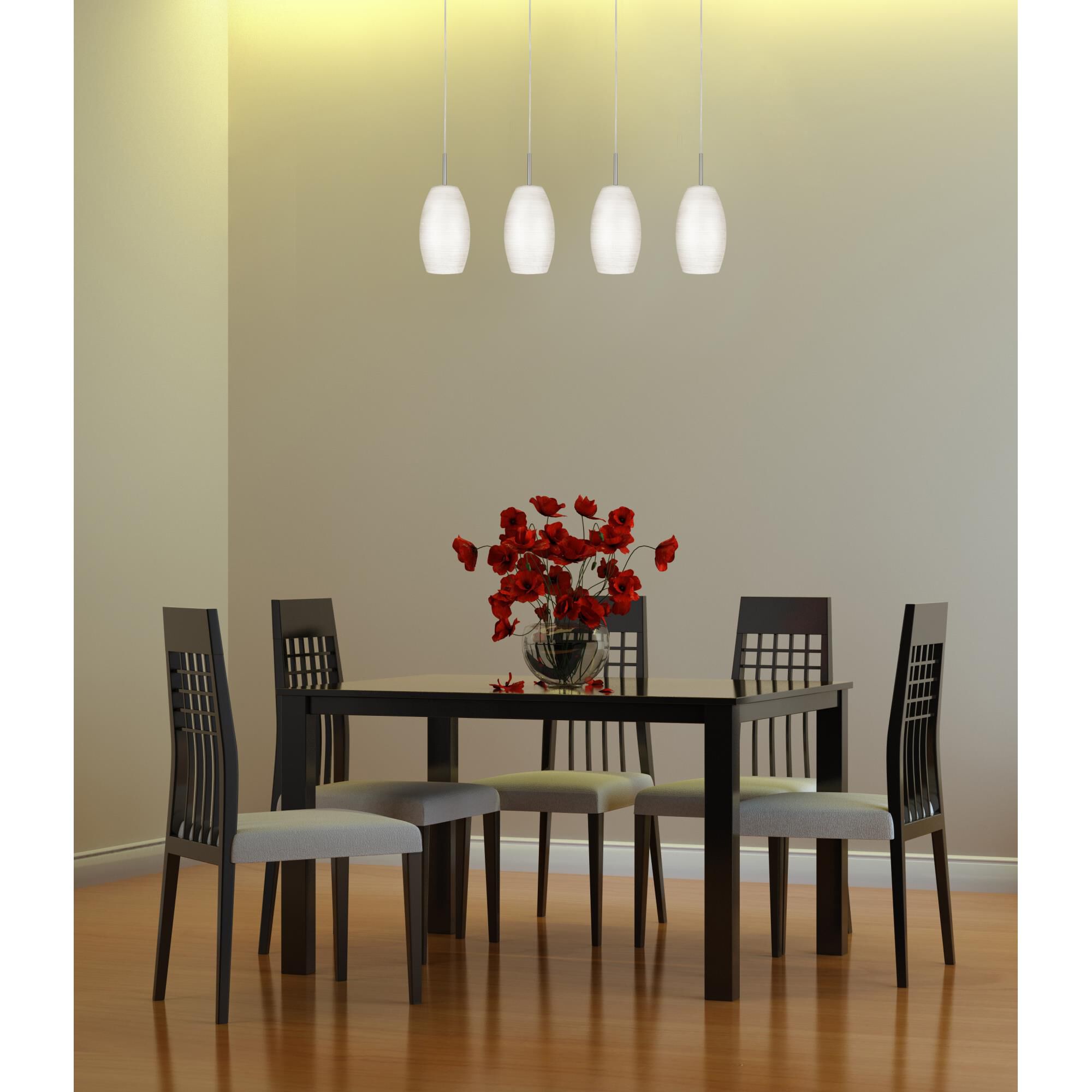 Shown in Matte Nickel finish and White glass