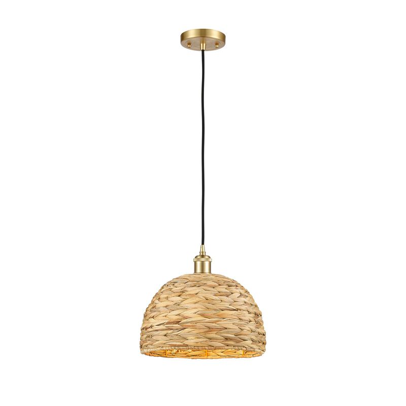 Bruno Marashlian Woven Rattan 12 Inch Mini Pendant by Innovations Lighting