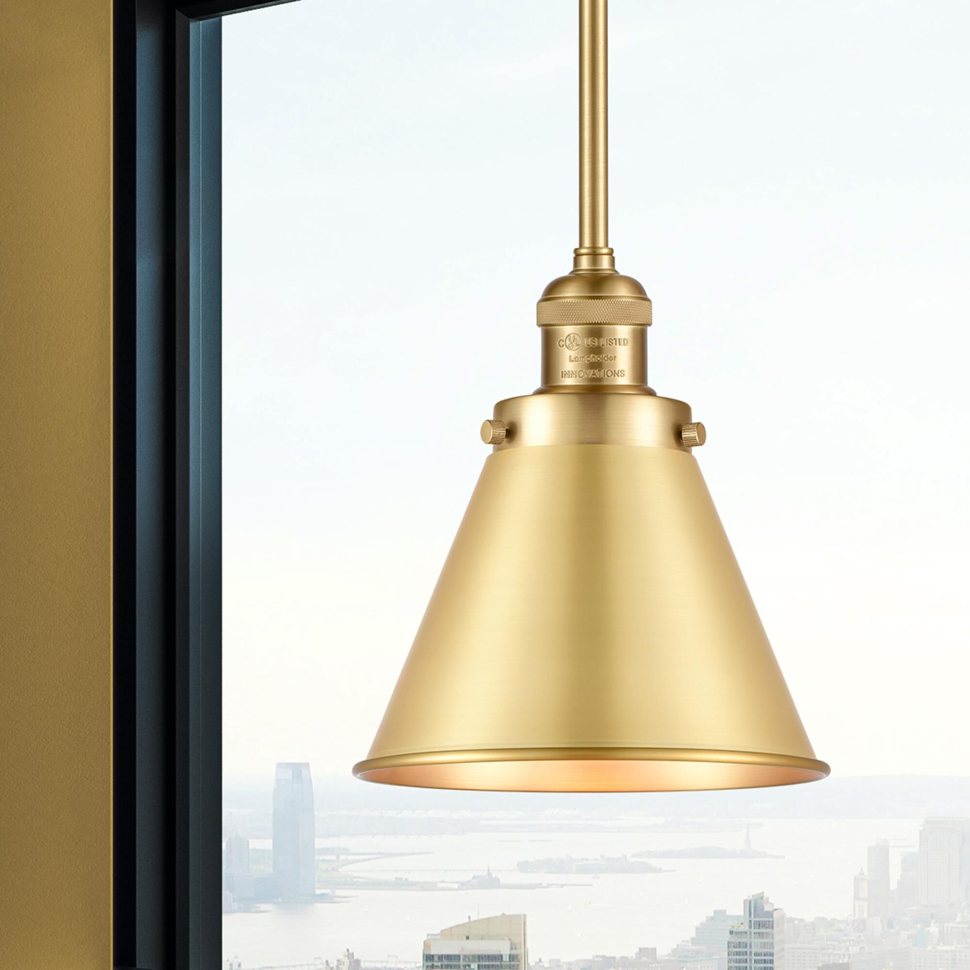 Shown in Satin Gold finish and Satin Gold Appalachian shade