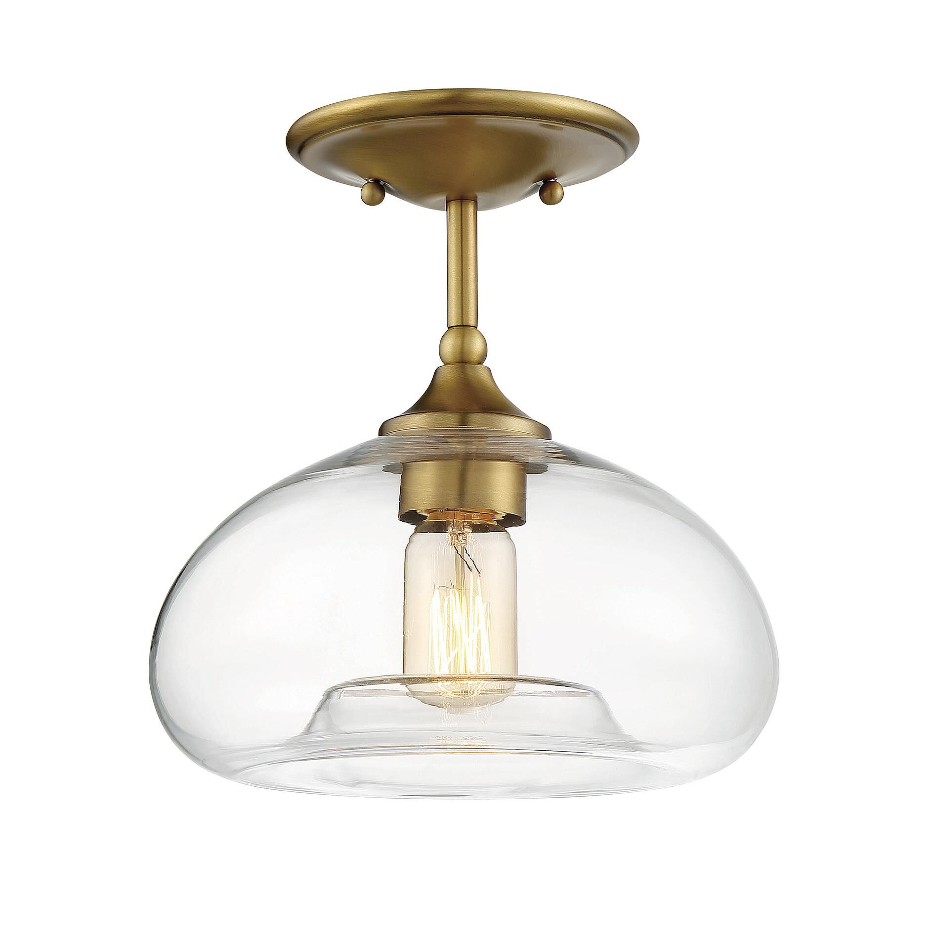 Shown in Natural Brass finish and Clear glass