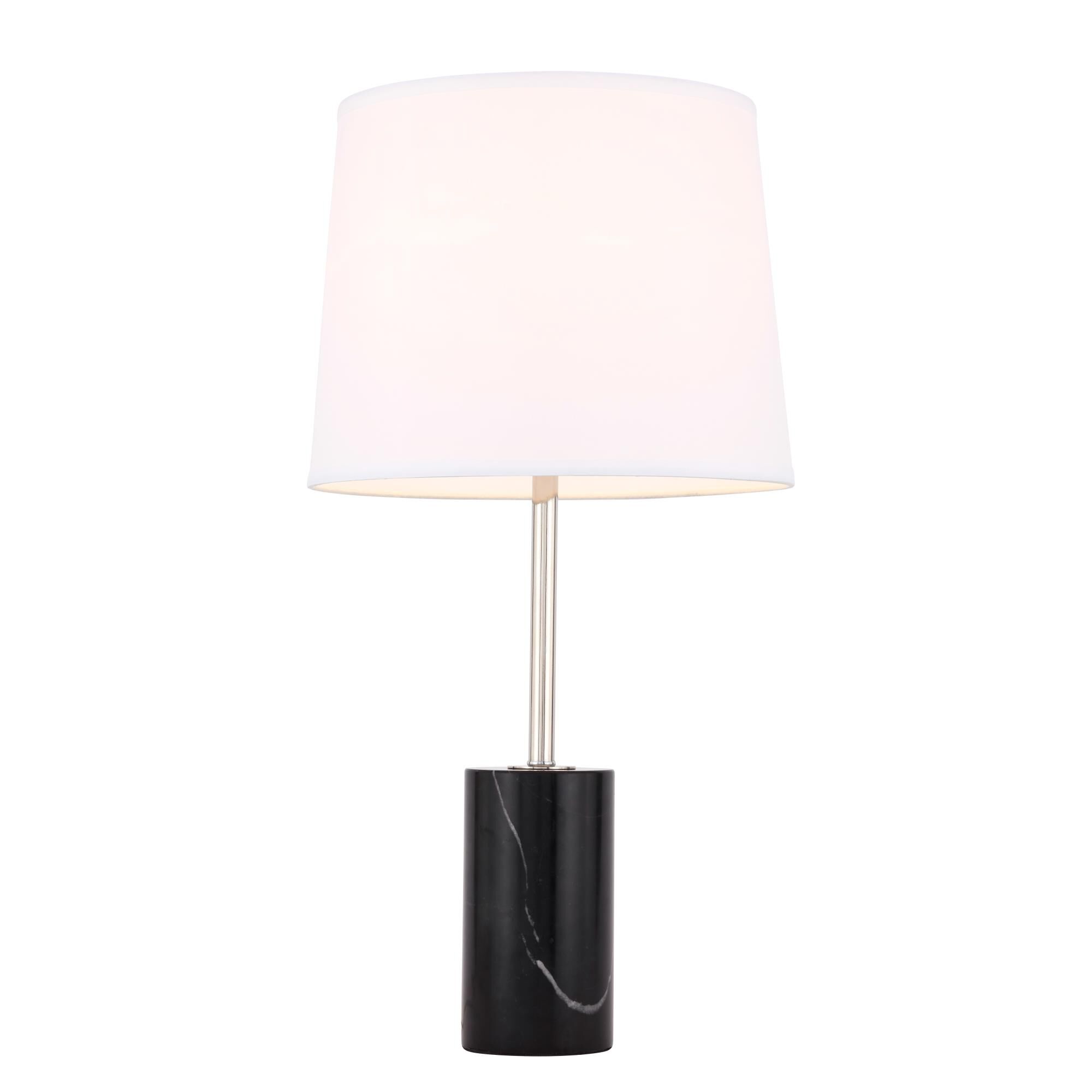 Shown in Polished Nickel And Black finish and Fabric - Off White shade