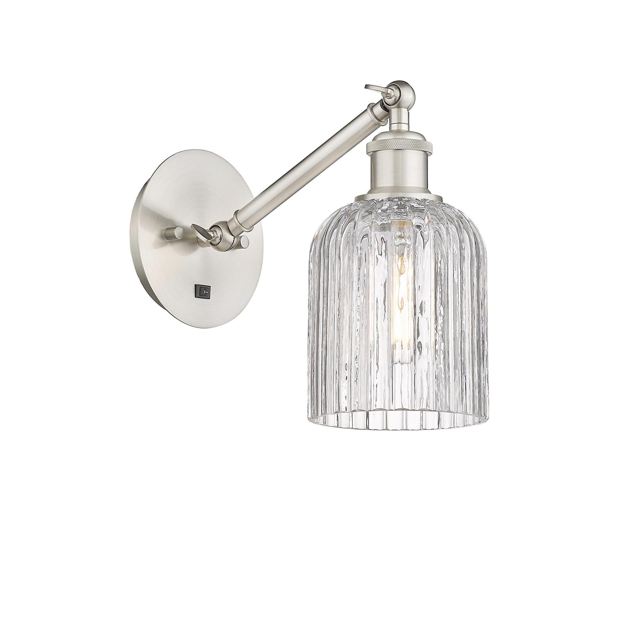 Shown in Brushed Satin Nickel finish and Clear glass