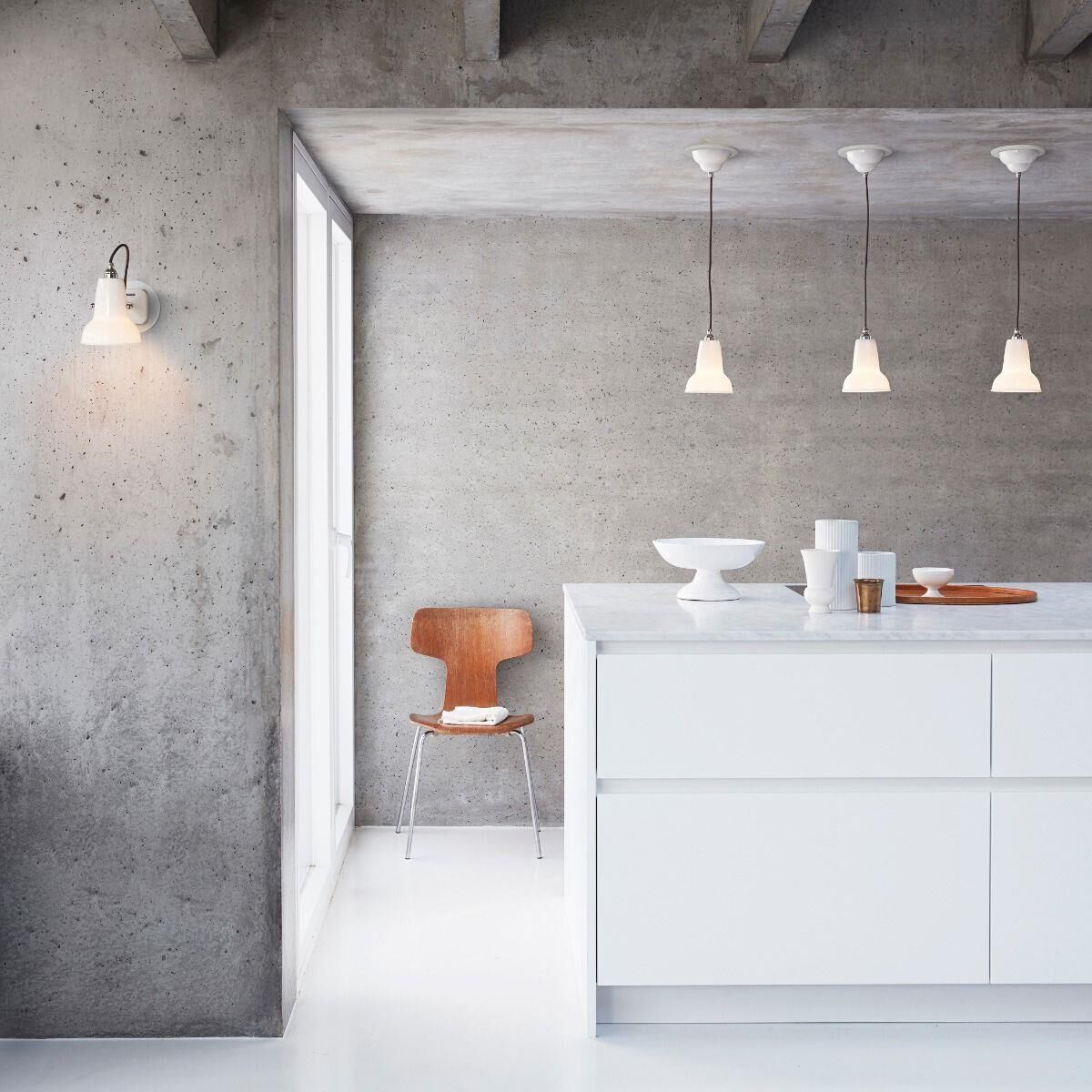 Shown in Pure White finish and Bone China shade