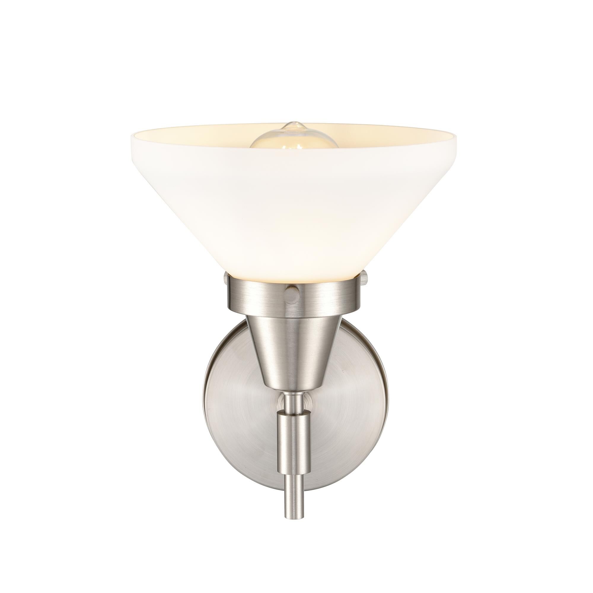 Shown in Satin Nickel finish and White Caden glass