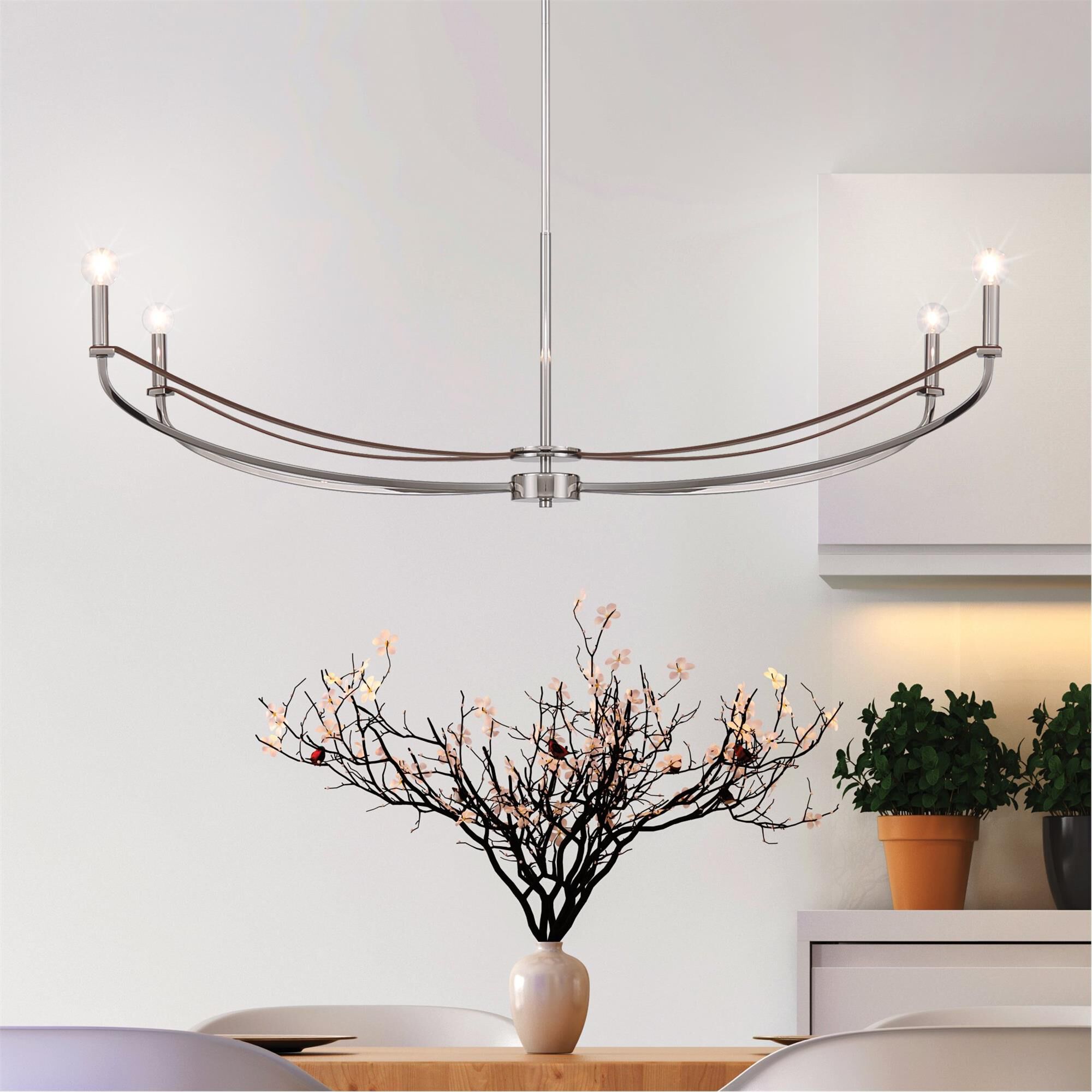 Shown in Polished Nickel and Dark Brown finish