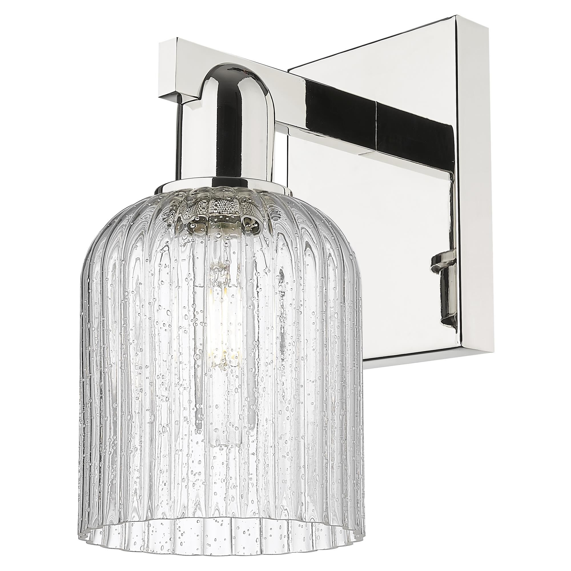 Shown in Polished Nickel finish and Seedy glass