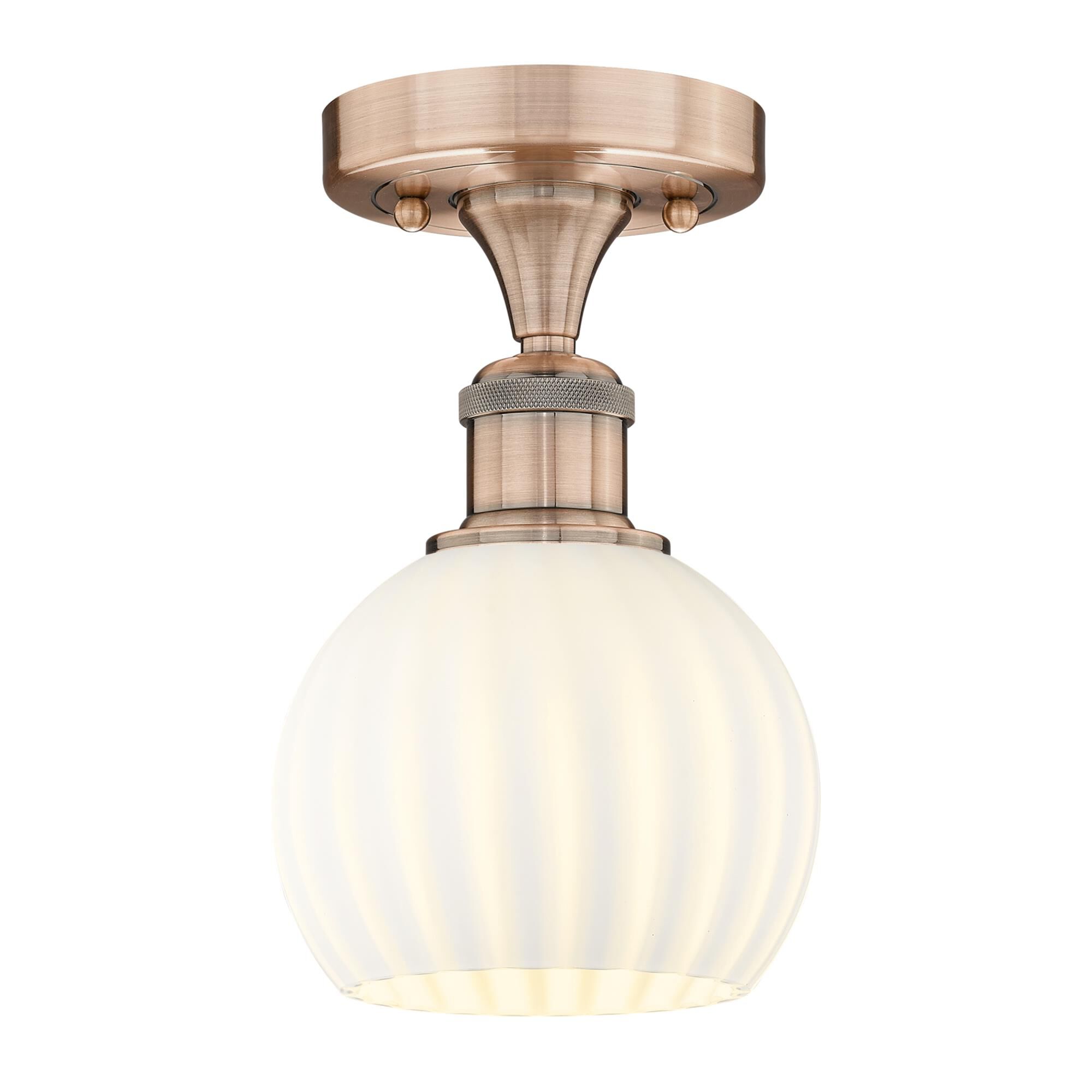 Shown in Antique Copper finish and White Venetian glass