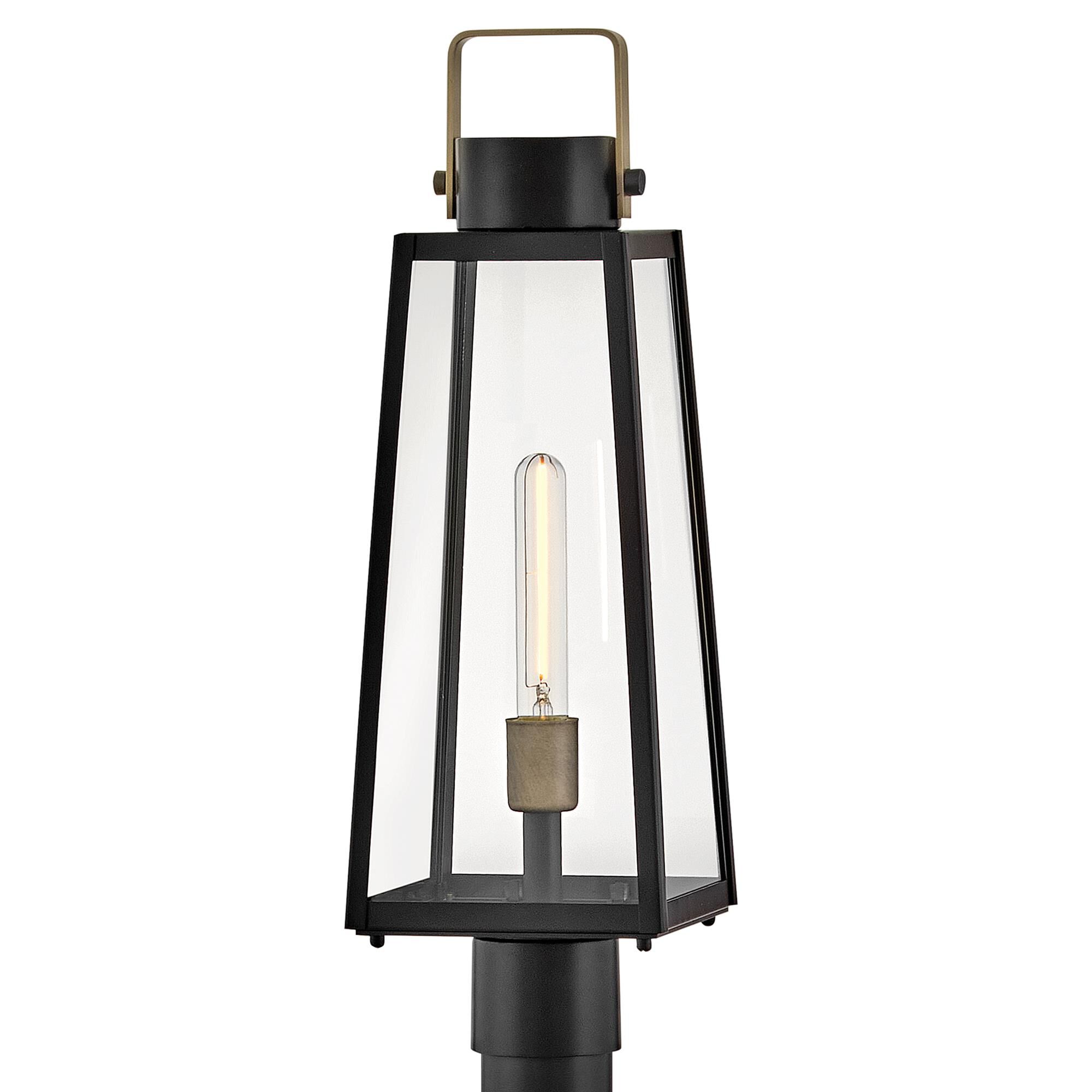 Shown in Black finish and Clear glass and Burnished Bronze accent