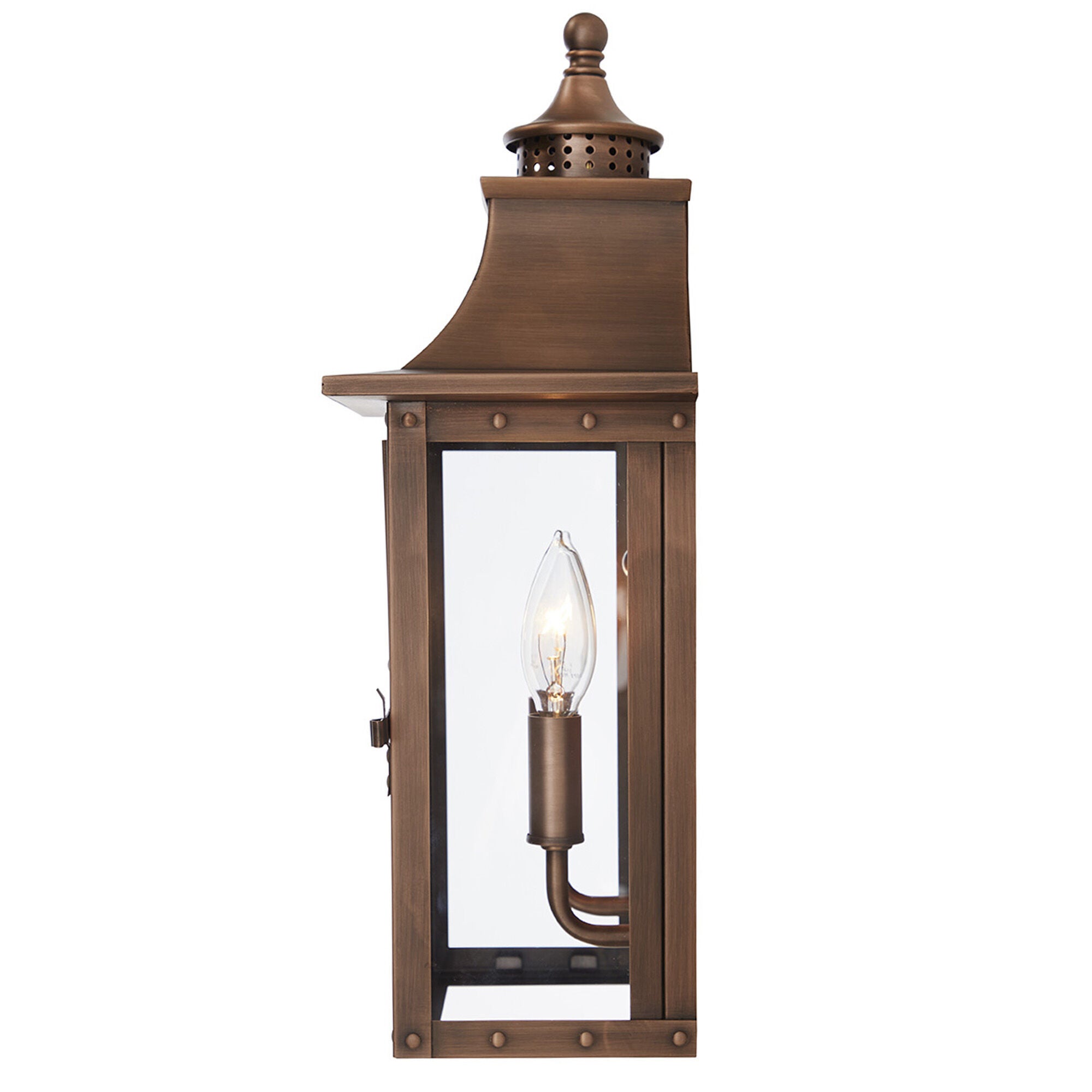 Shown in Copper Patina finish and Clear glass