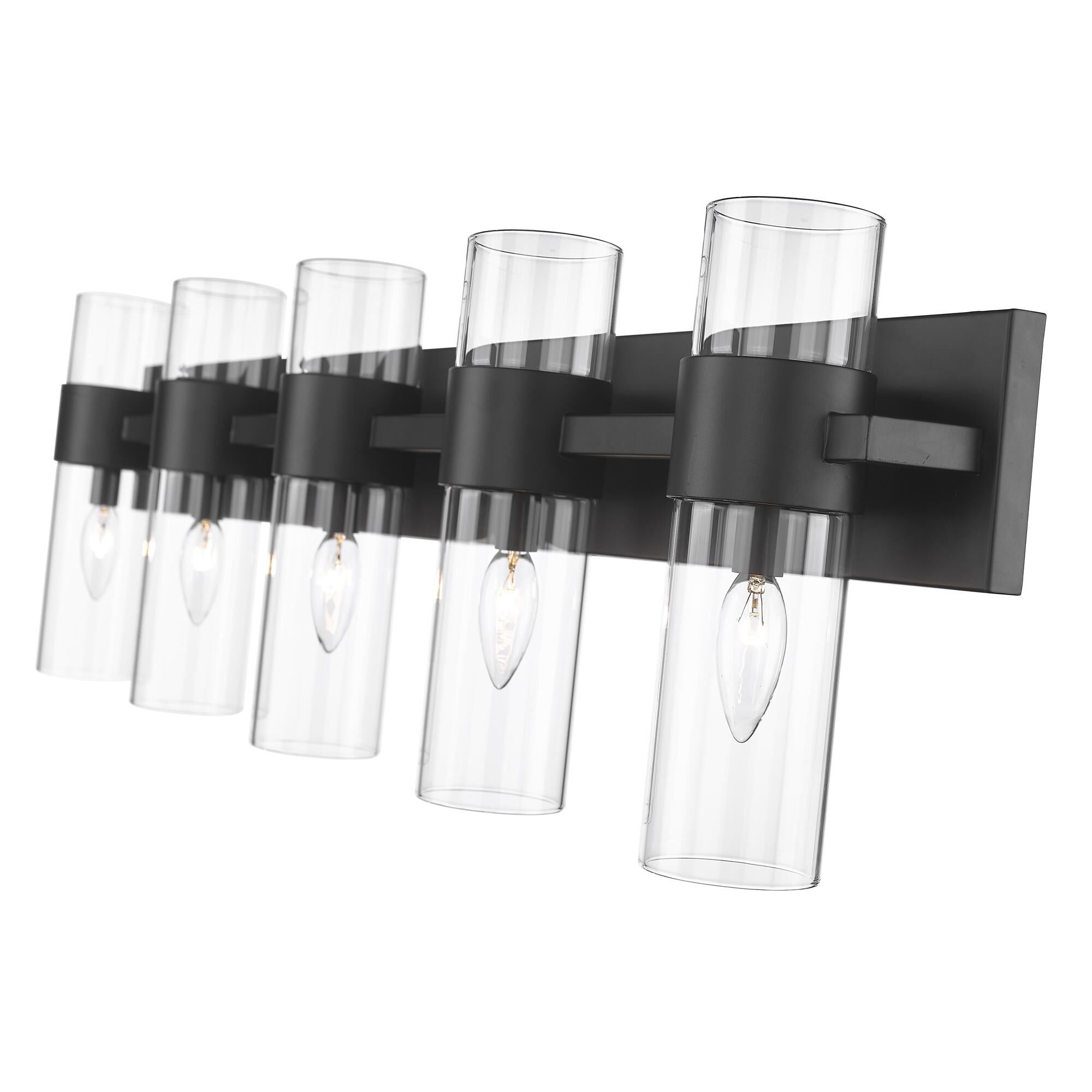 Shown in Matte Black finish and Clear glass