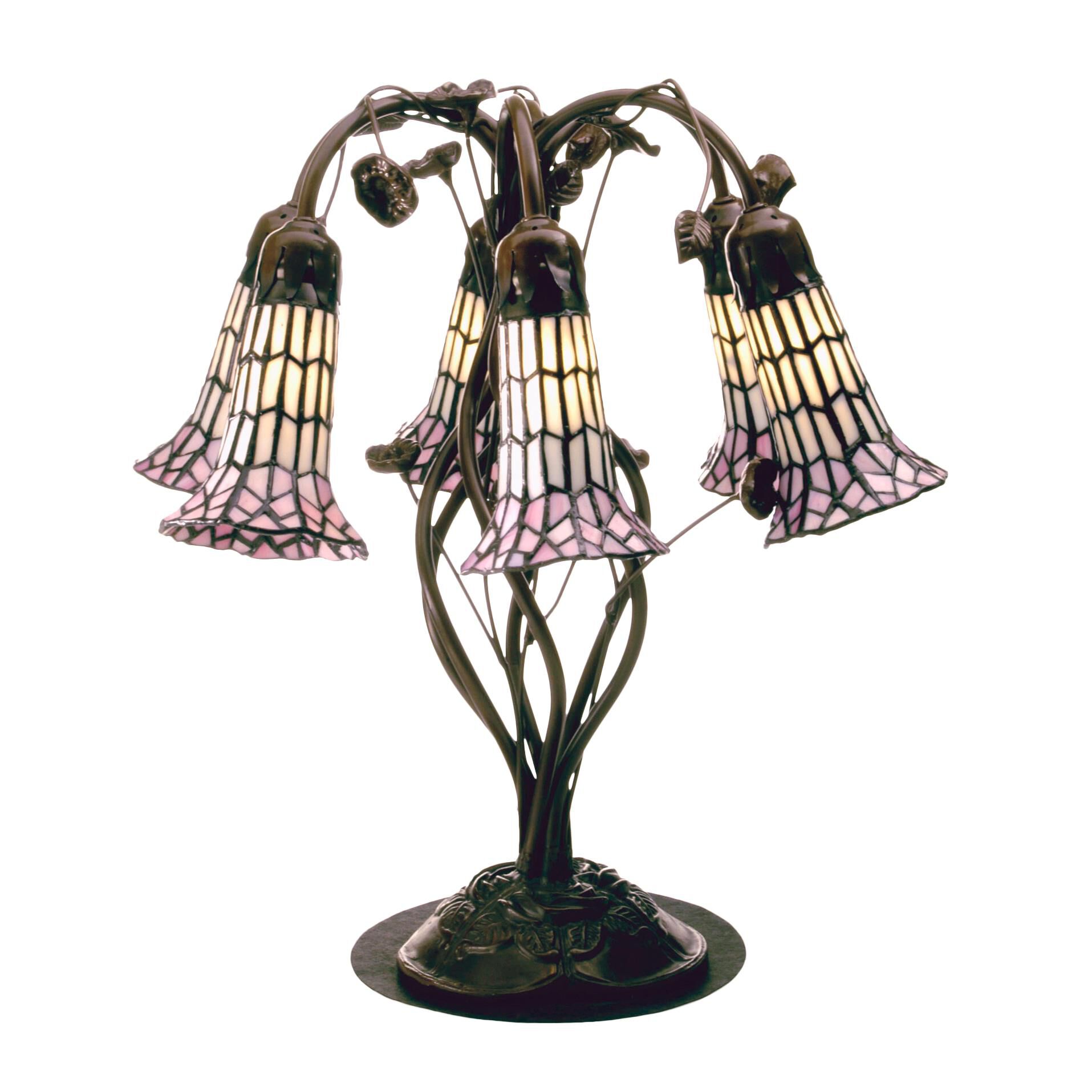 Tiffany Pond Lily White And Pink 19 Inch Table Lamp by Meyda Lighting