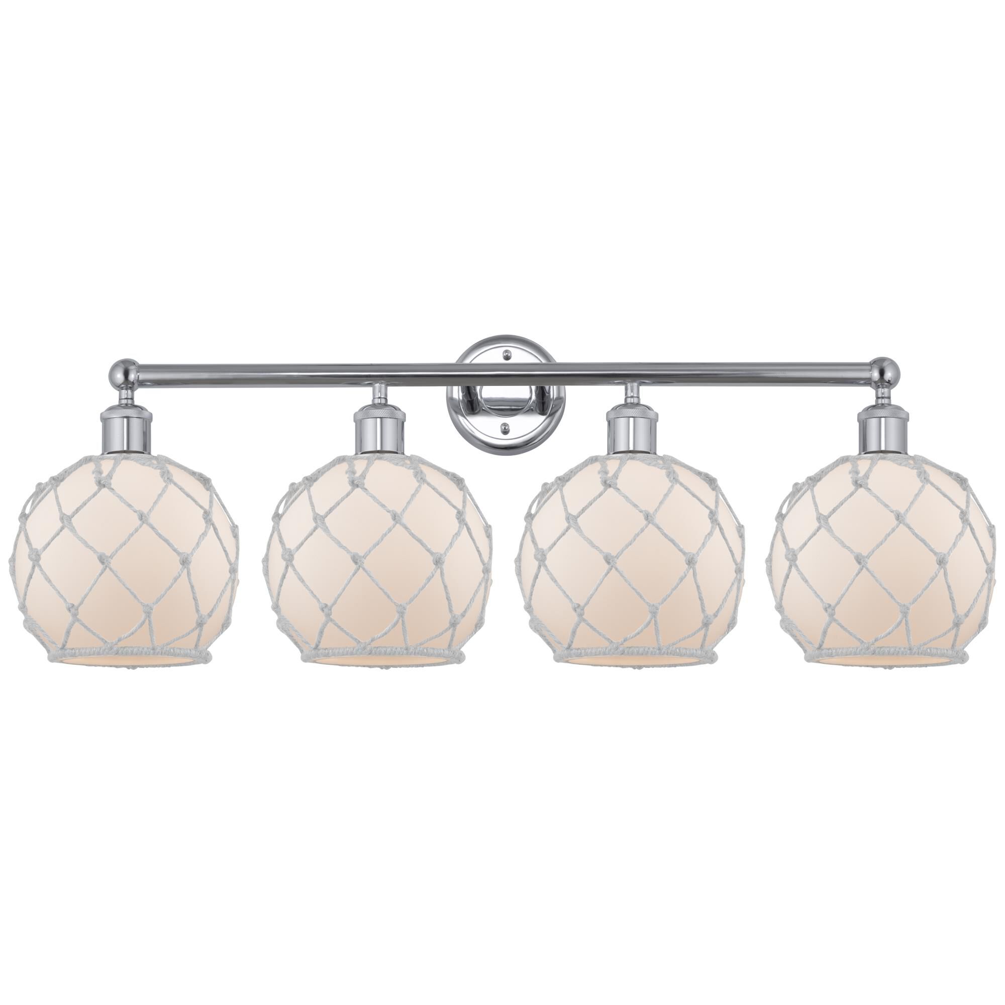 Shown in Polished Chrome finish and White with White Rope glass