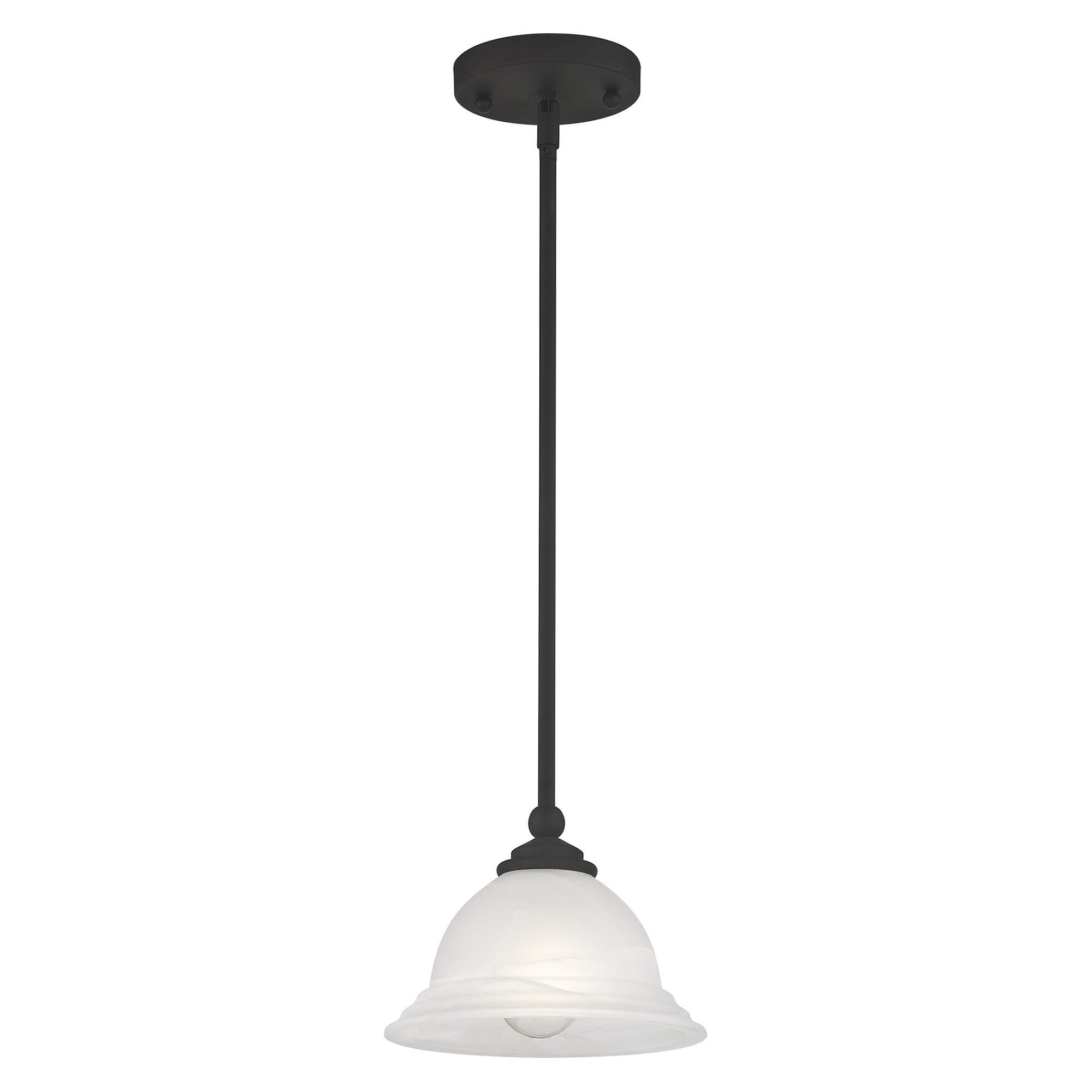 Shown in Black finish and White Alabaster glass