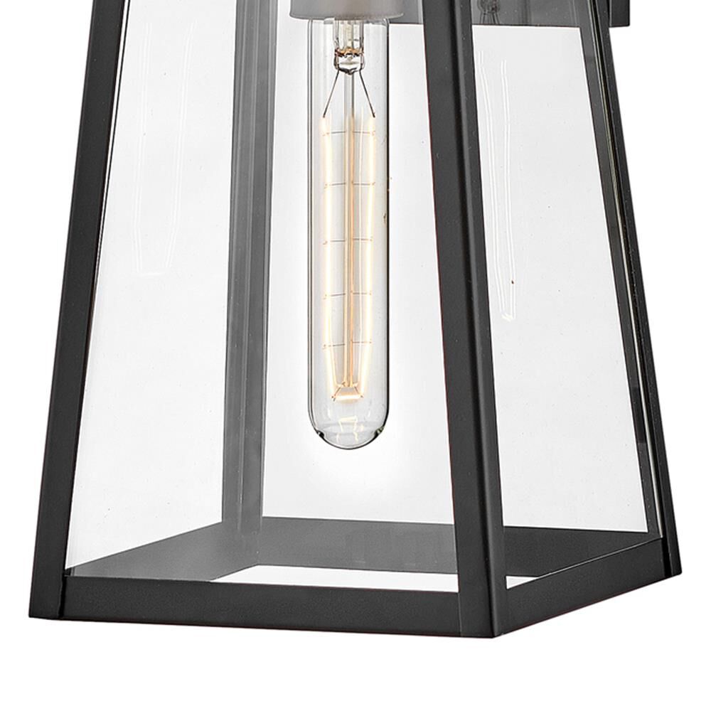 Shown in Black finish and Clear glass and Burnished Bronze accent