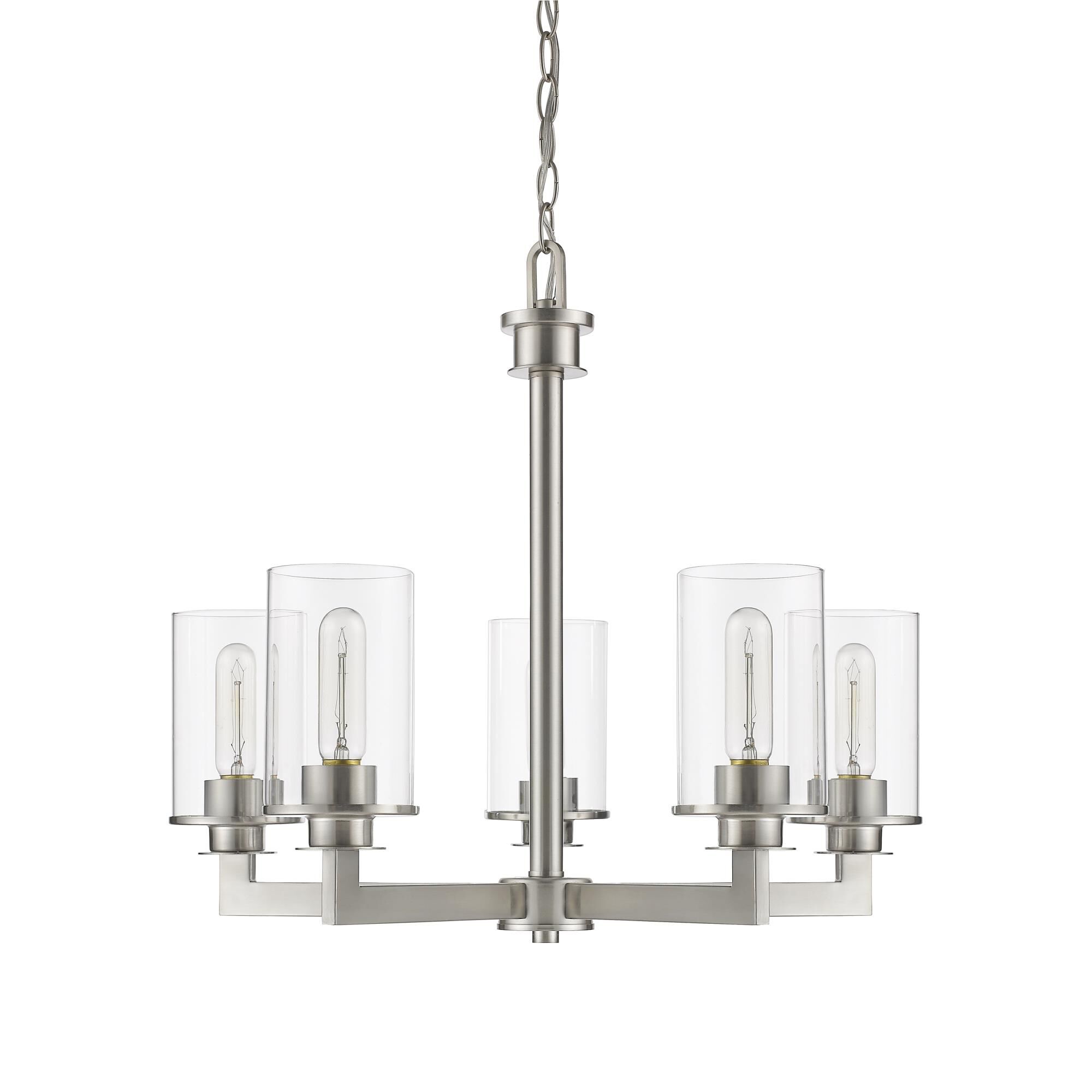 Shown in Brushed Nickel finish and Glass shade