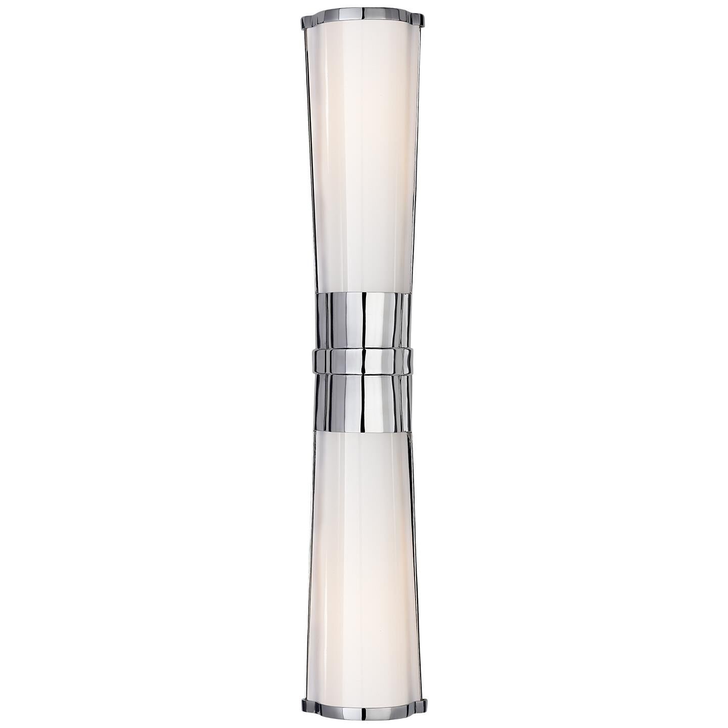 Shown in Polished Nickel finish and White glass