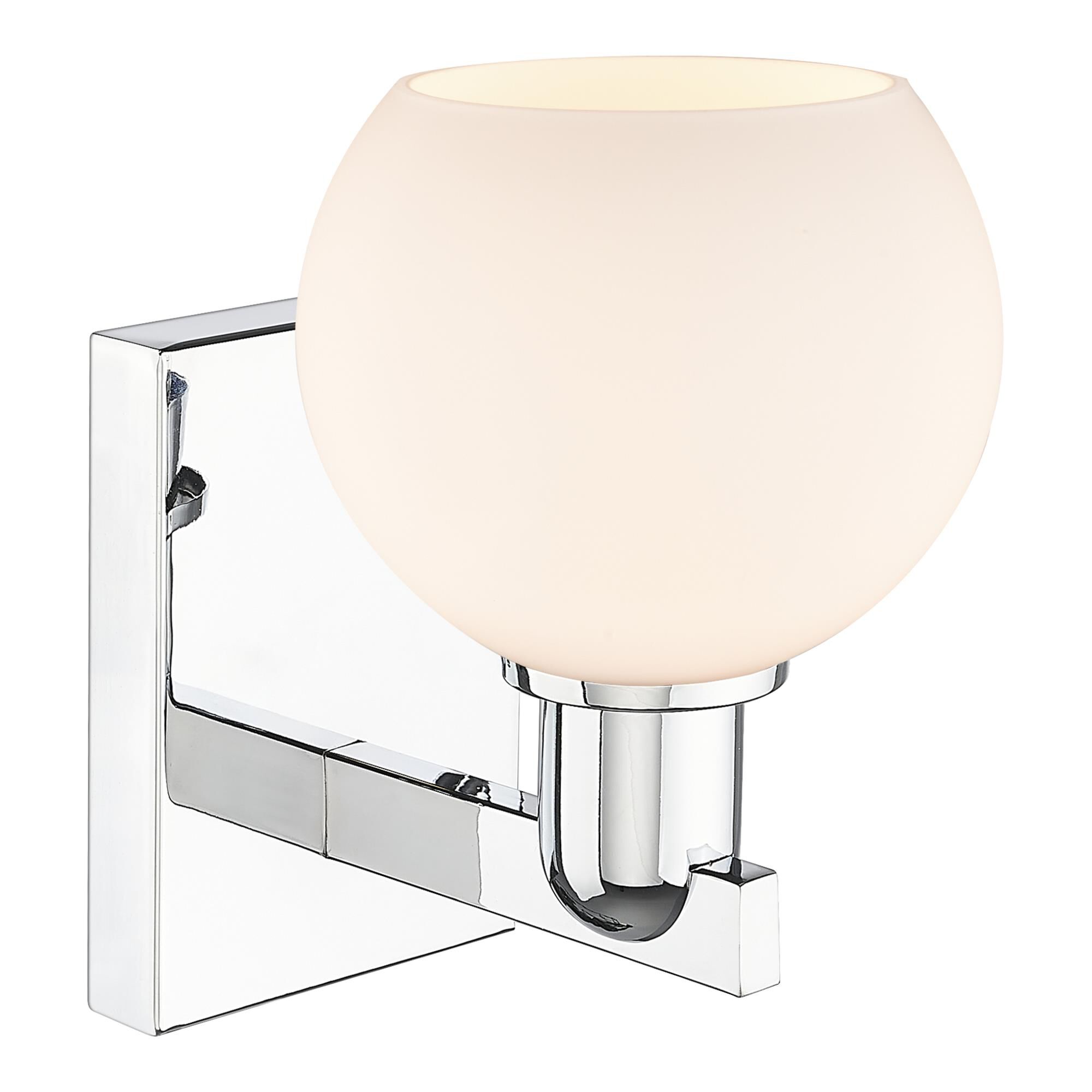 Shown in Polished Chrome finish and Matte White glass