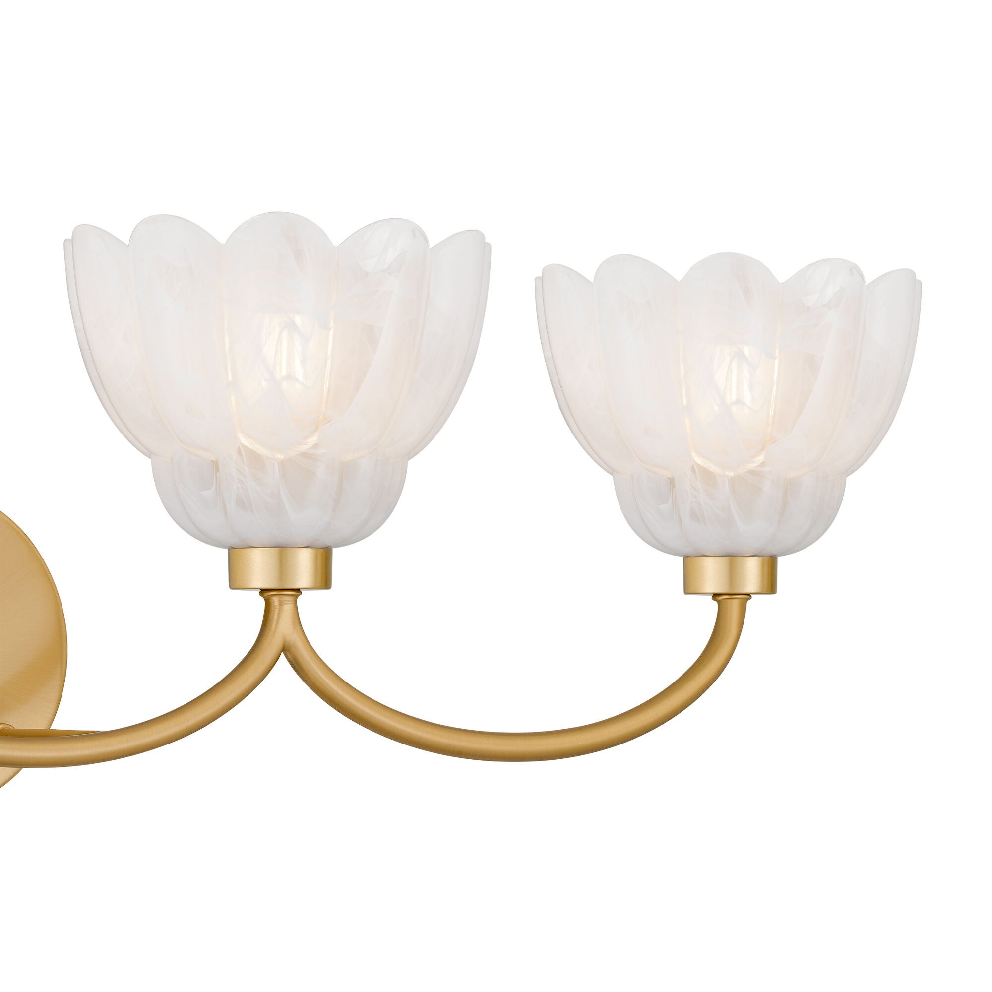 Shown in Brushed Gold finish and Alabaster Glass shade