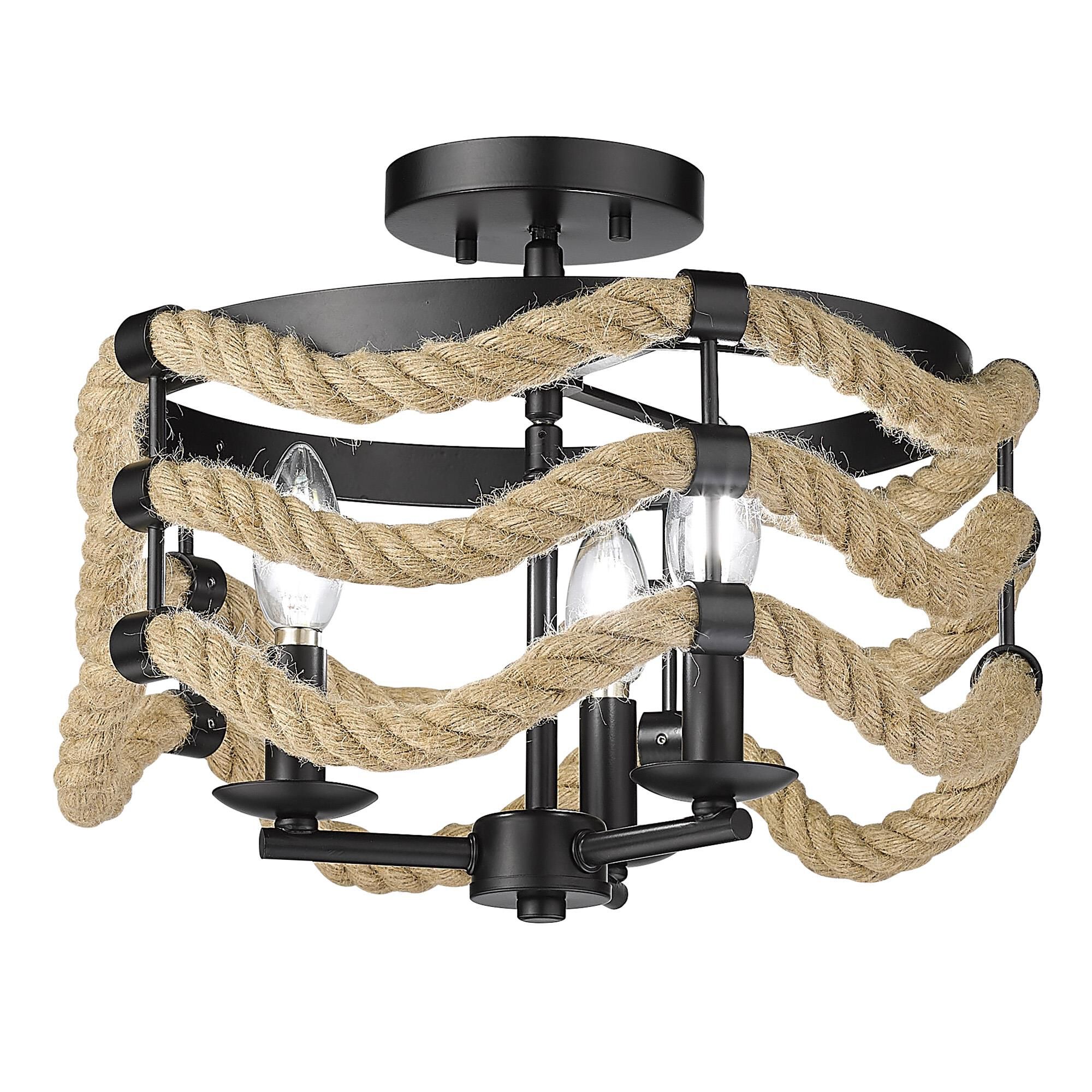 Marissa 14 Inch 3 Light Semi Flush Mount by Golden Lighting