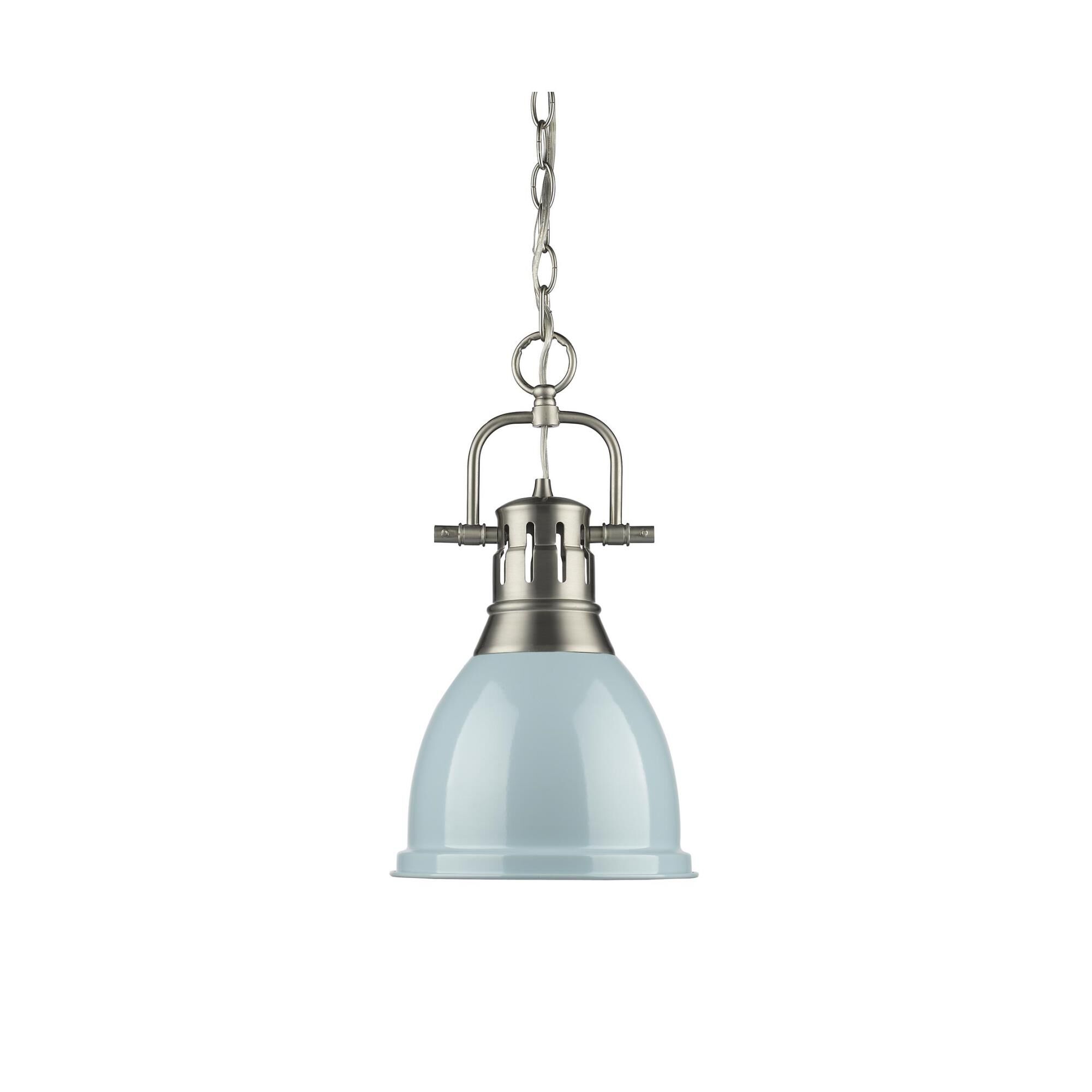 Shown in Pewter finish and Diffuser glass and Seafoam shade
