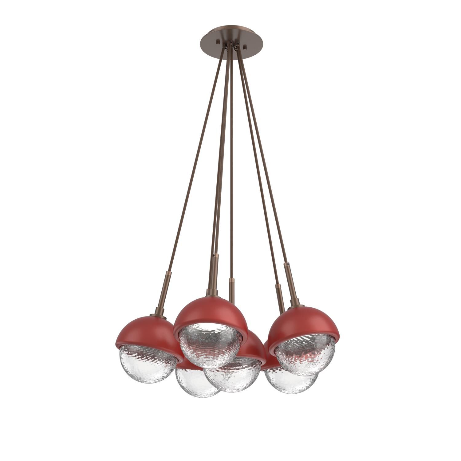 Shown in Burnished Bronze finish and Clear glass and Cinnamon Red accent