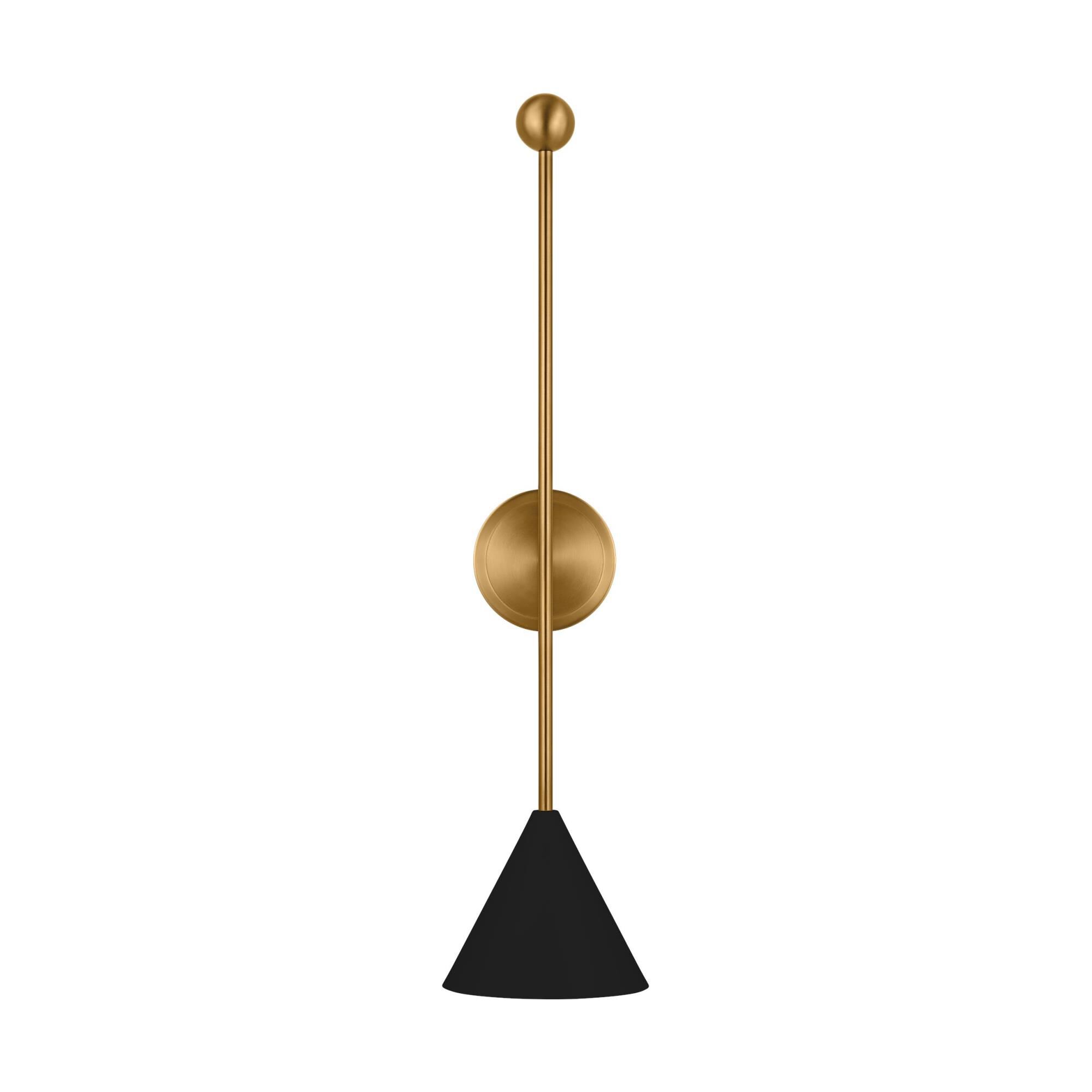 Shown in Midnight Black And Burnished Brass finish and Midnight BlackSteel shade