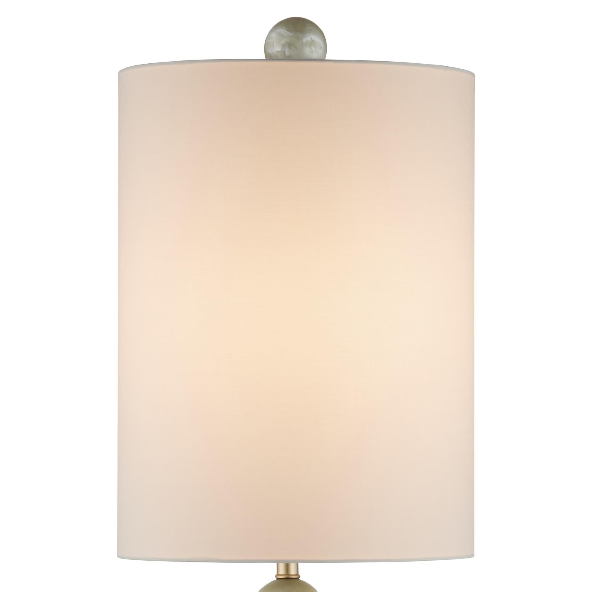 Shown in Warm Ivory and Light Olive finish and Egg Shell Cotton Linen shade