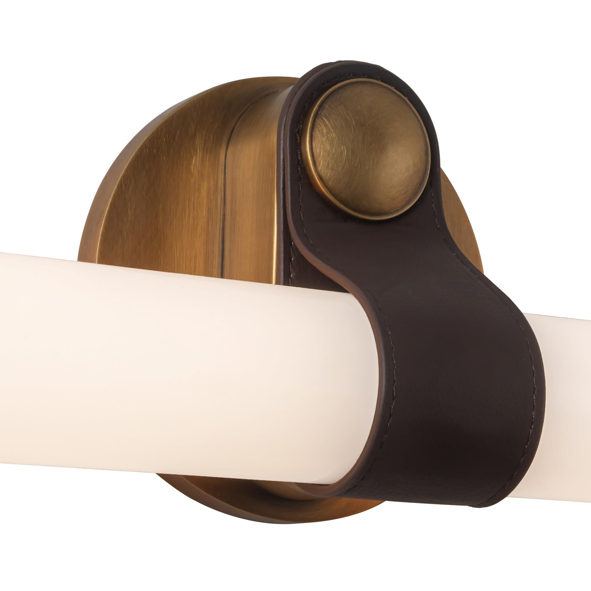 Shown in Vintage Brass finish and Glossy Opal glass