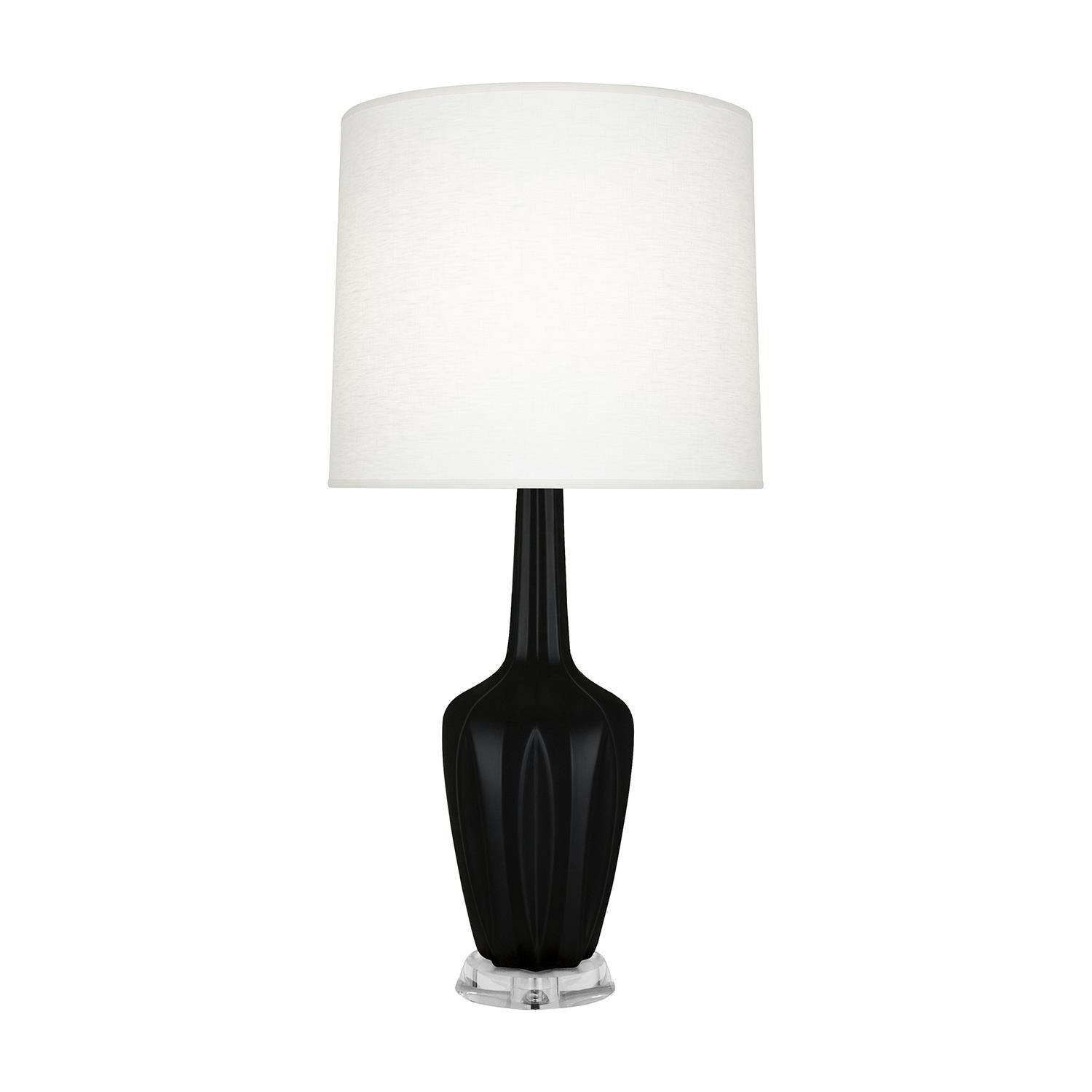Shown in Matte Obsidian finish and Off White shade and Polished Nickel with Lucite accent