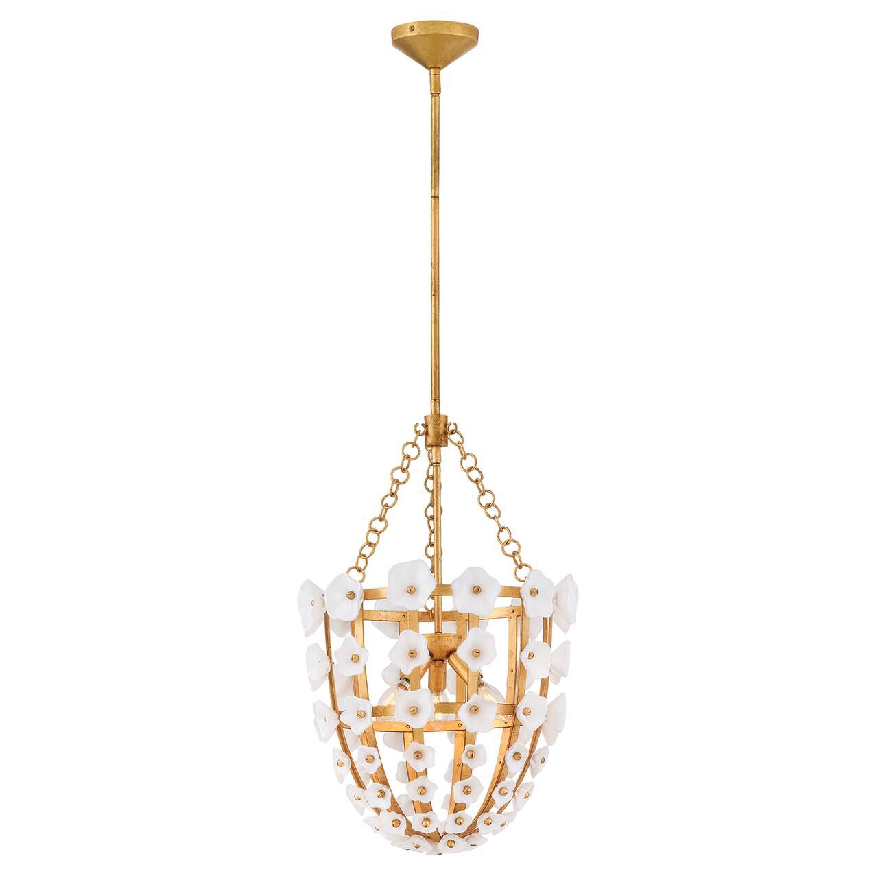 Shown in Distressed Brass finish and Clear Painted White Inside glass