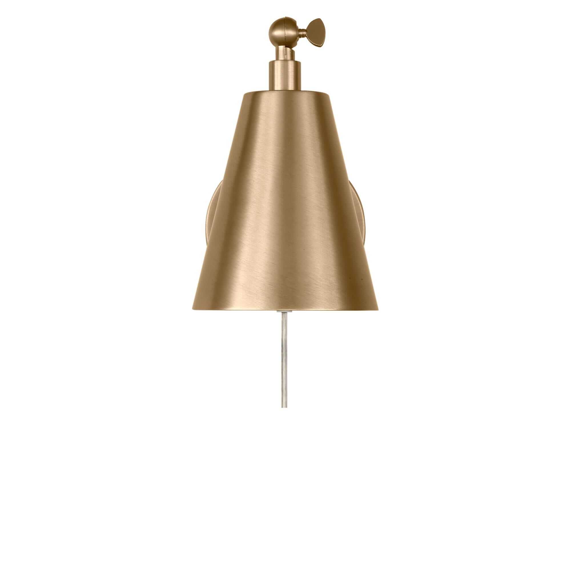Shown in Satin Brass finish and Steel shade