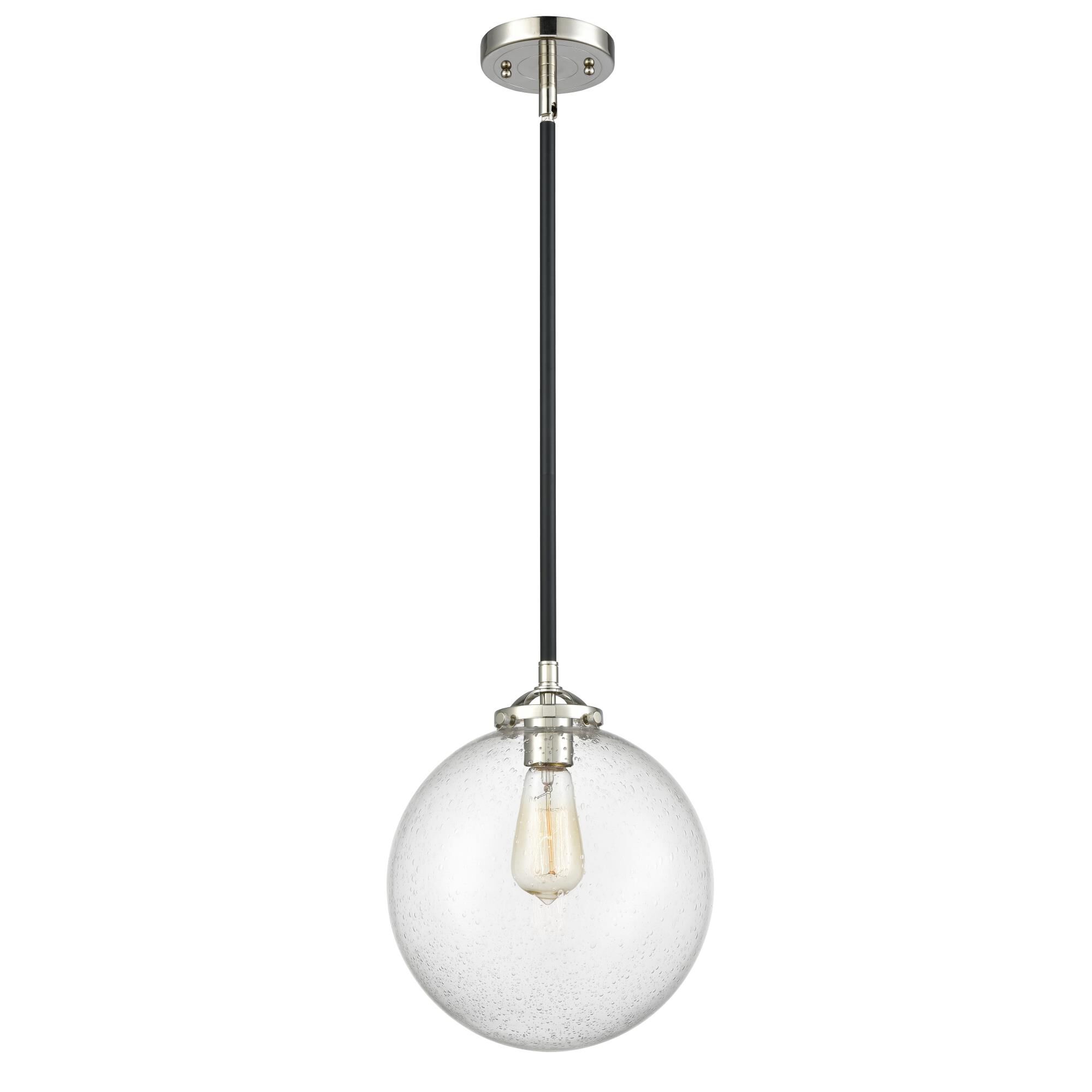 Shown in Black Polished Nickel finish and Seedy glass