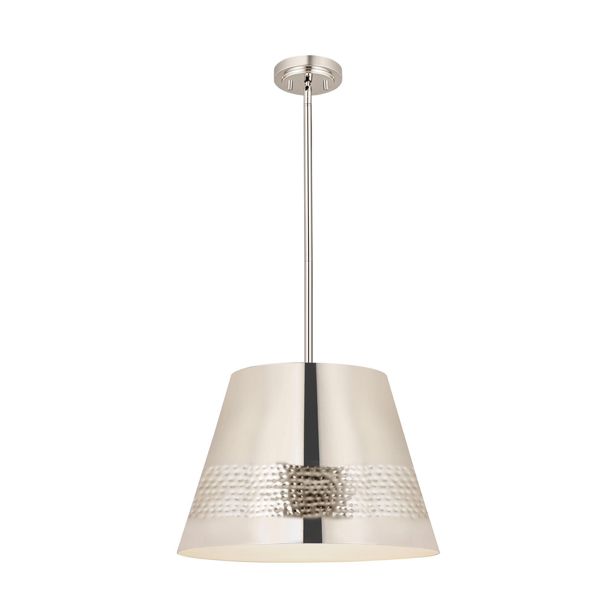 Shown in Polished Nickel finish and Iron glass and Iron shade