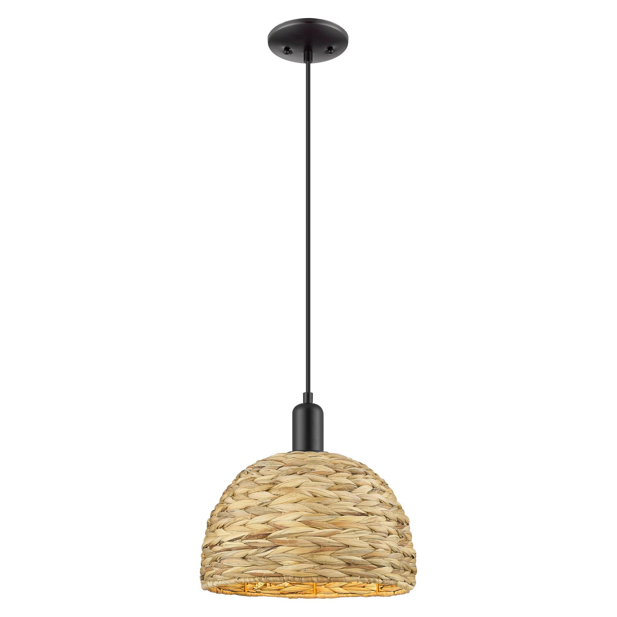 Bruno Marashlian Woven Rattan 12 Inch Mini Pendant by Innovations Lighting