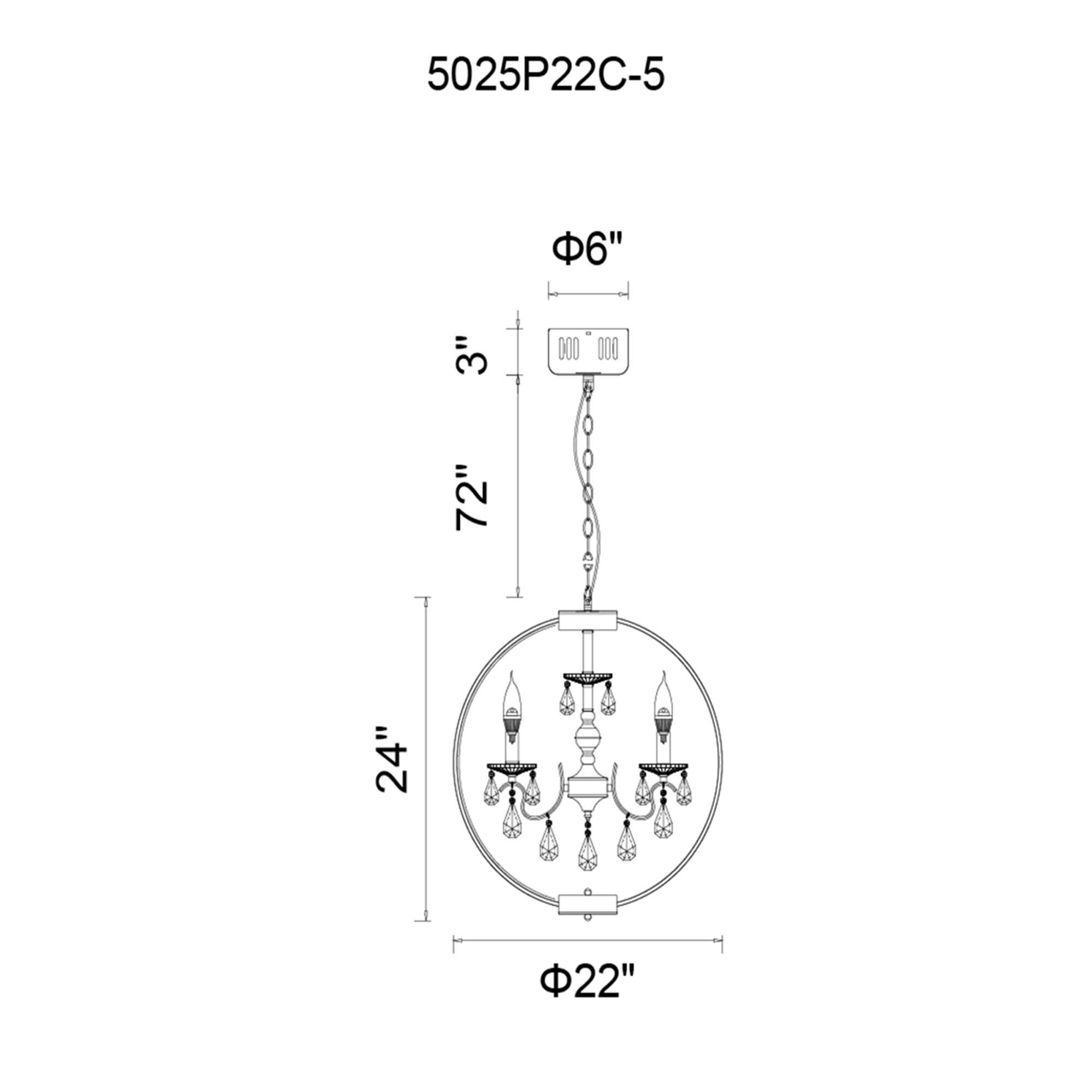 Abia 22 Inch 5 Light Mini Chandelier by CWI Lighting