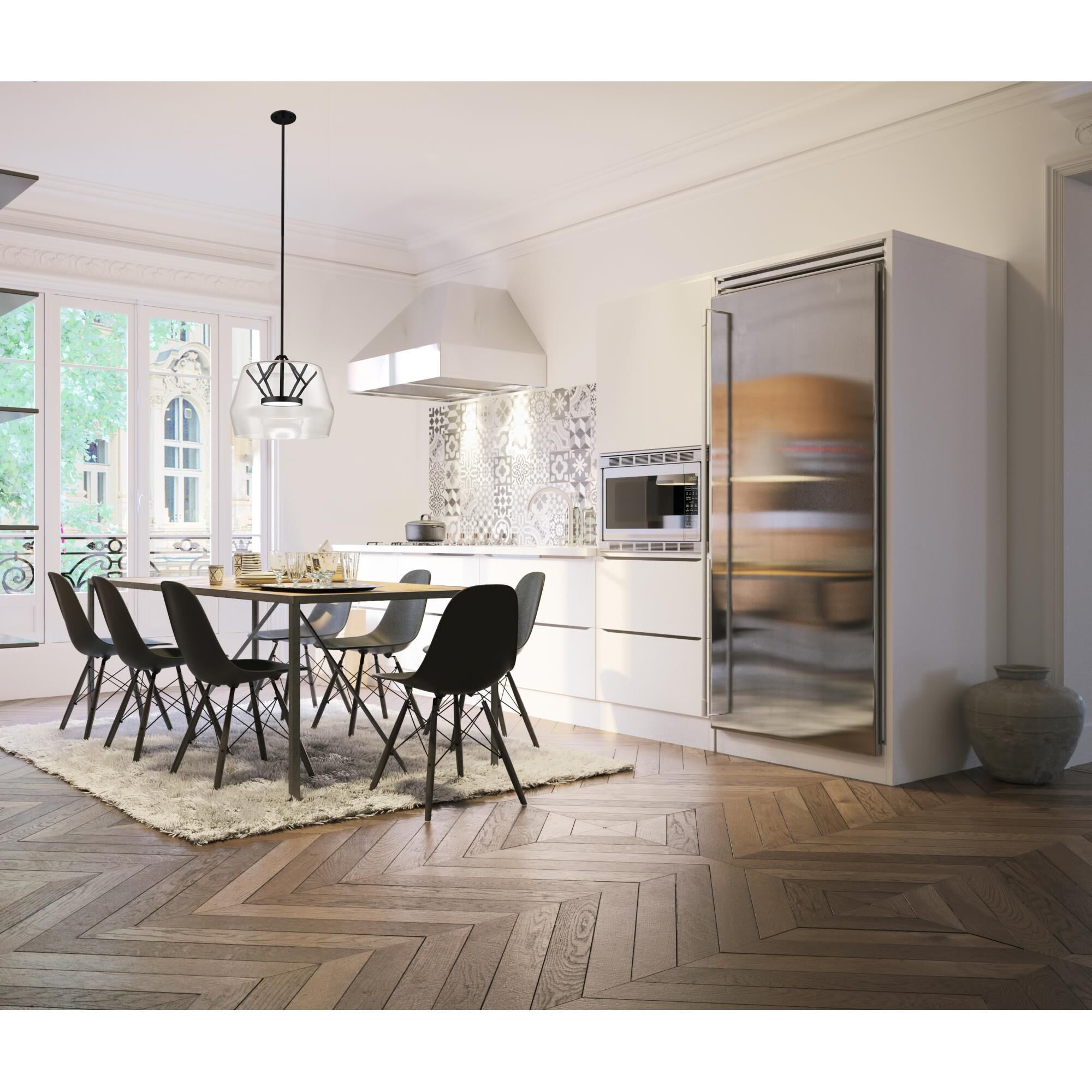 Shown in Black finish and Clear glass