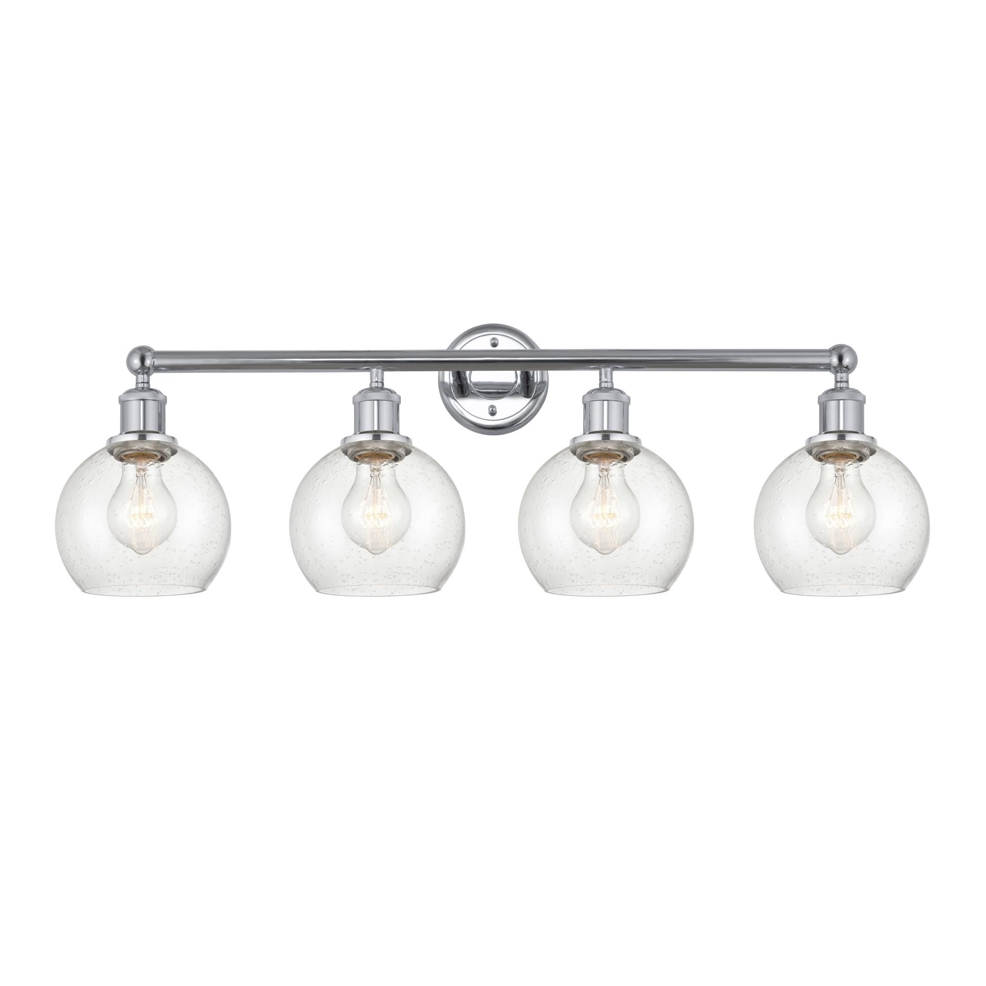 Shown in Polished Chrome, Seedy finish and Seedy glass and Seedy Glass shade