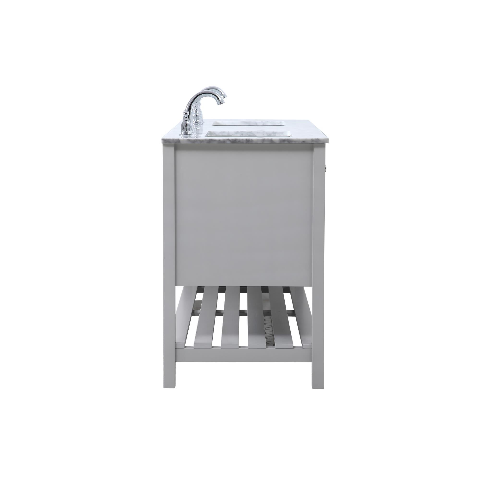 Shown in Gray And Brushed Nickel With Carrara White Marble finish