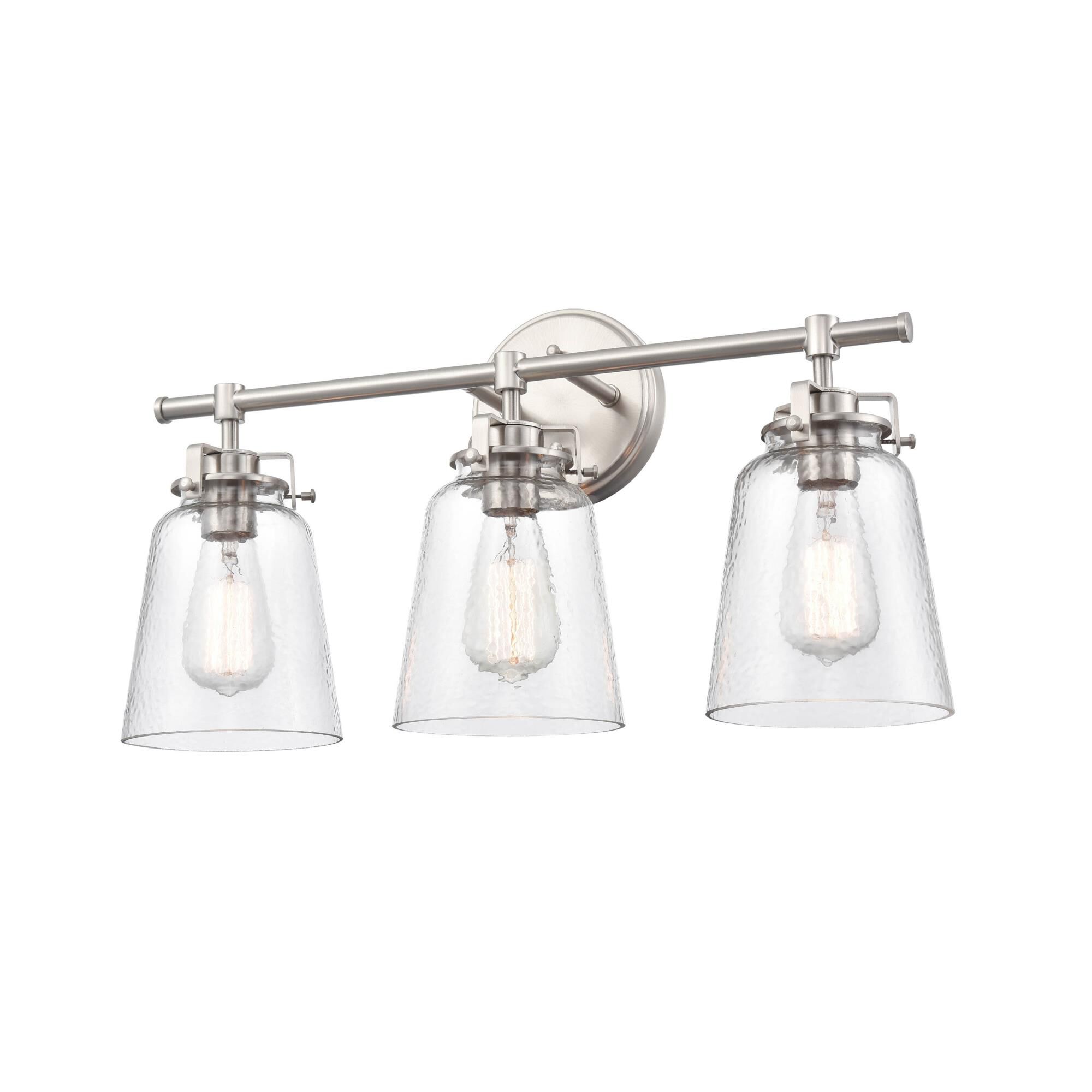 Shown in Brushed Nickel finish and Hammered glass