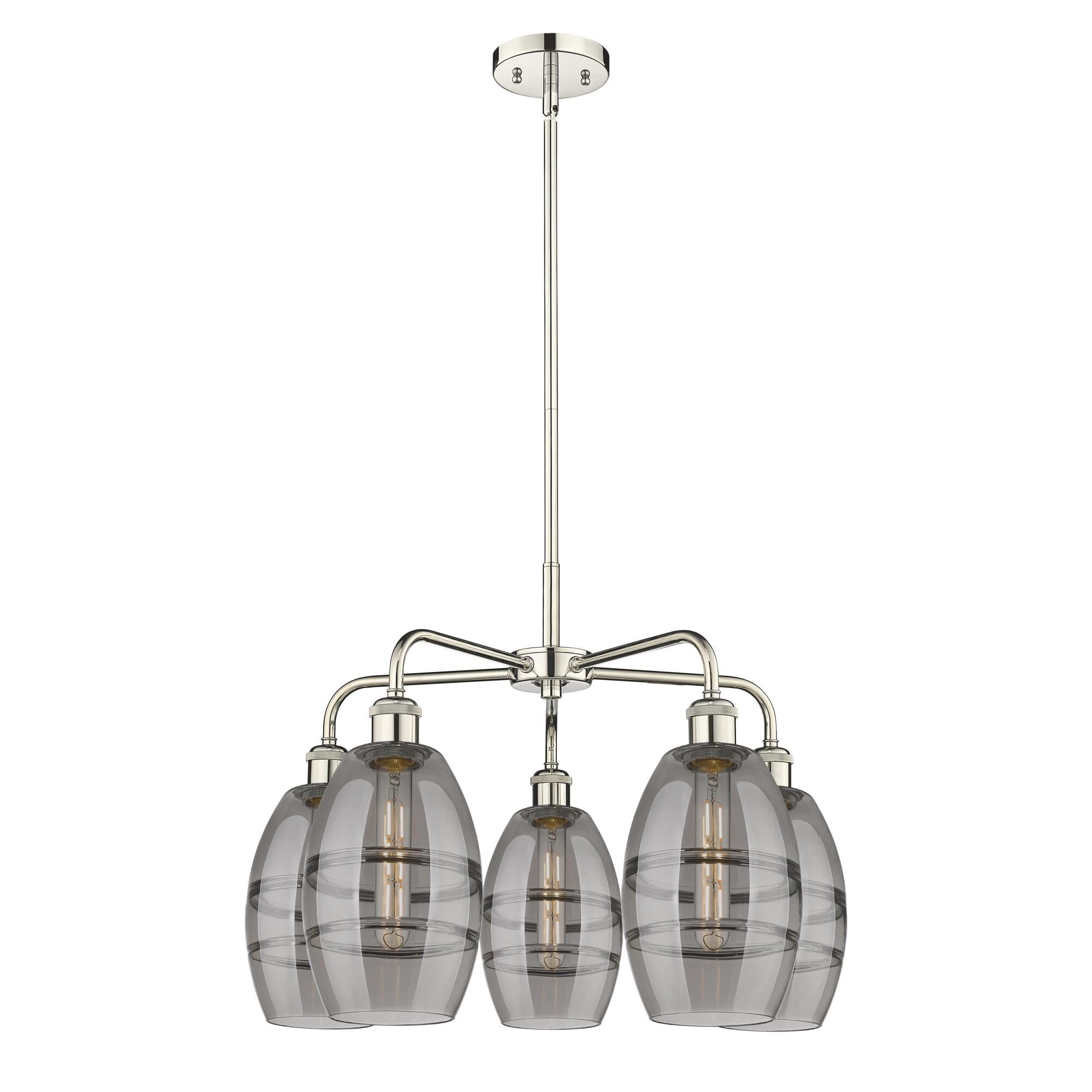 Shown in Polished Nickel finish and Light Smoke glass