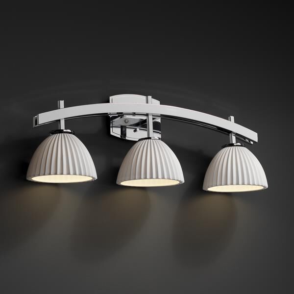 Shown in Polished Chrome finish and Pleats glass and Round Bowl (POR) shade 