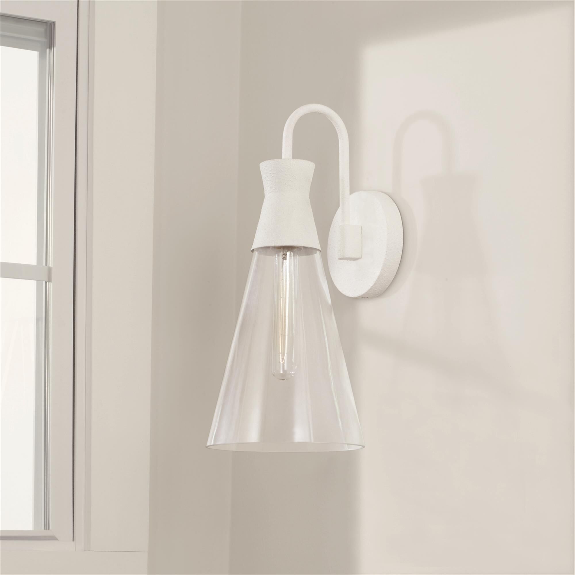 Shown in Textured White finish and Clear glass