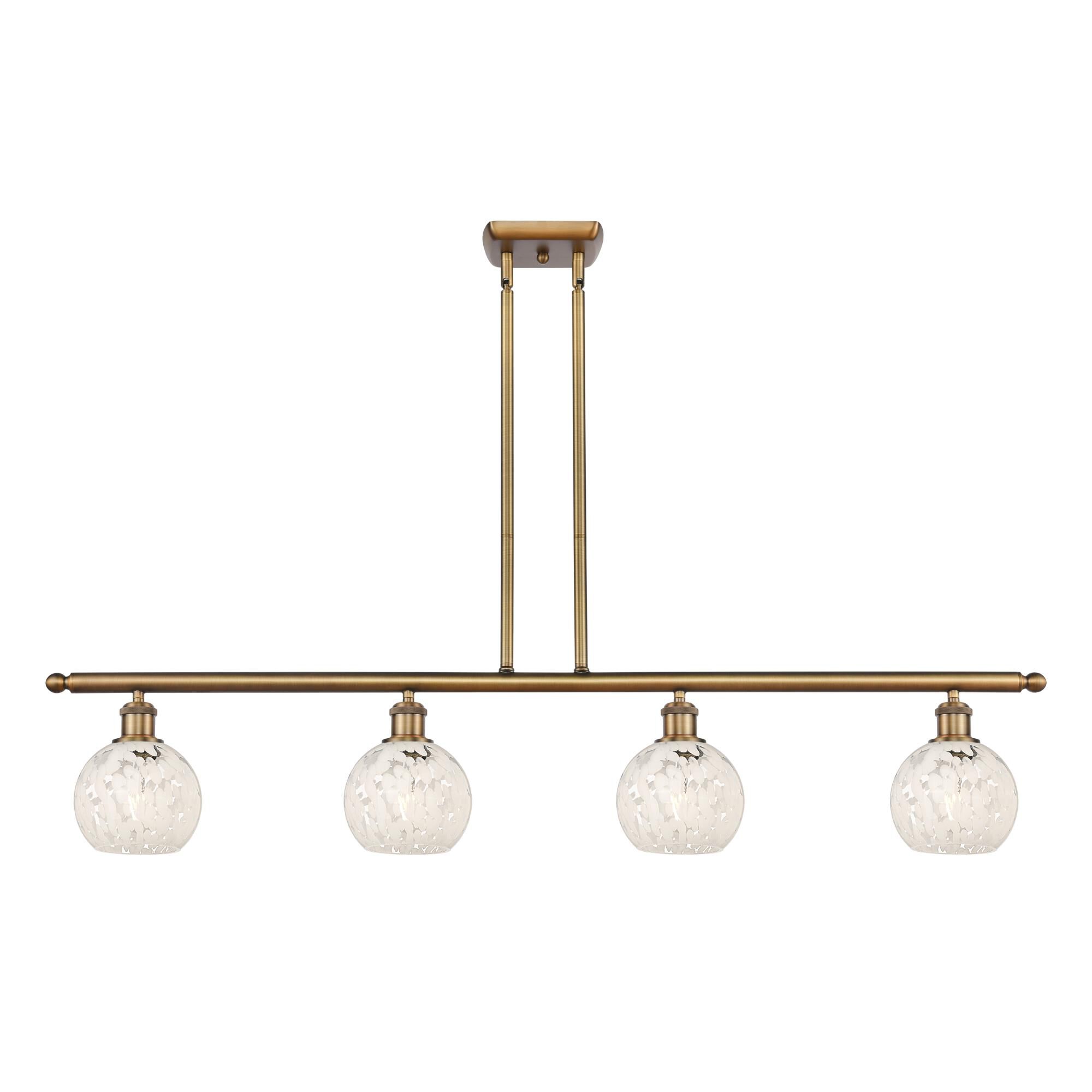 Shown in Brushed Brass finish and White Mouchette glass
