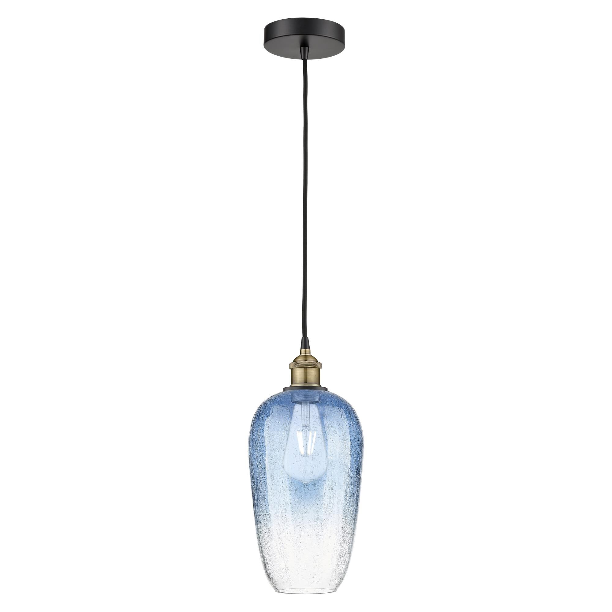 Shown in Black Antique Brass finish and Sapphire Blue glass