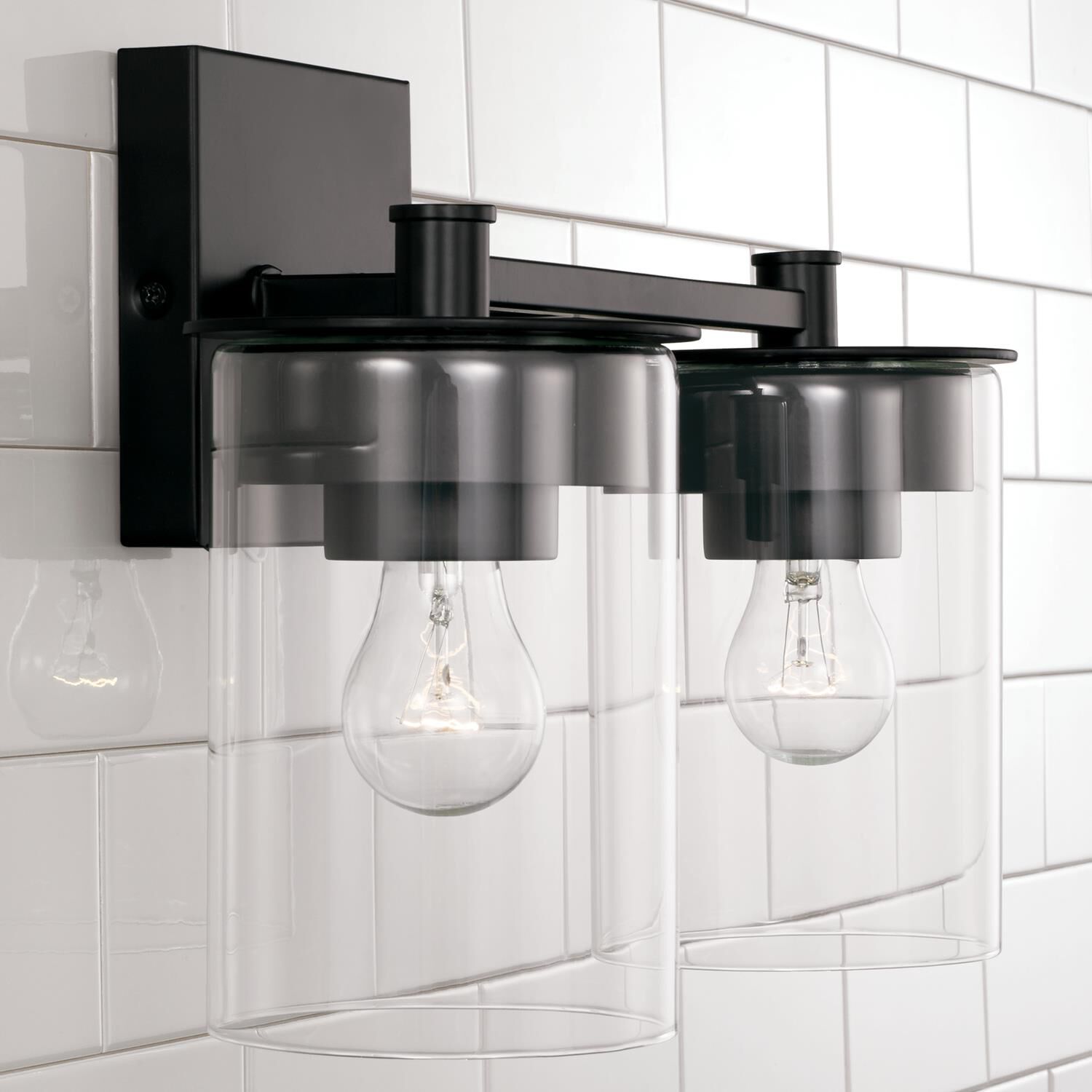 Shown in Matte Black finish and Clear glass