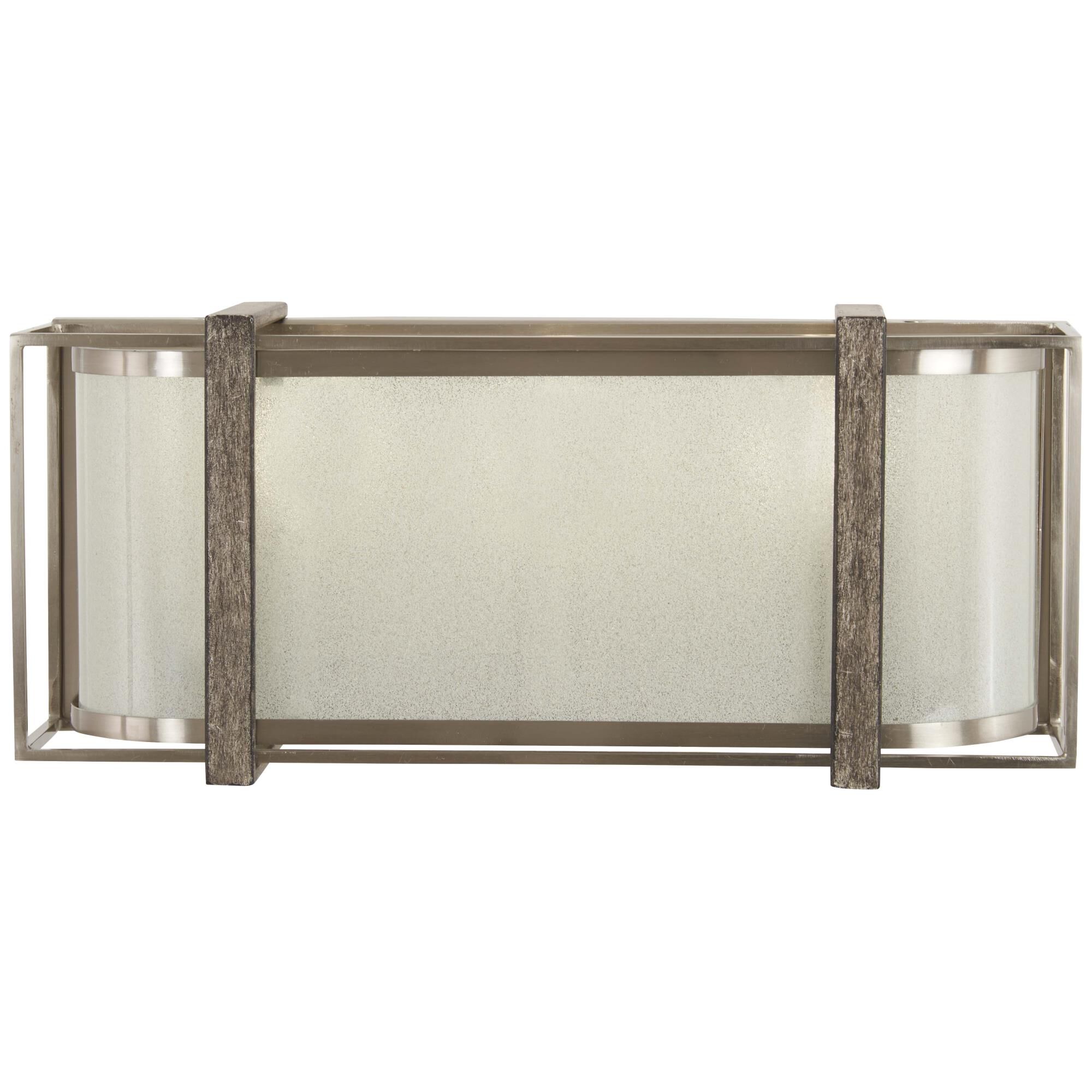 Shown in Brushed Nickel W/Shale Wood finish and White Iris glass